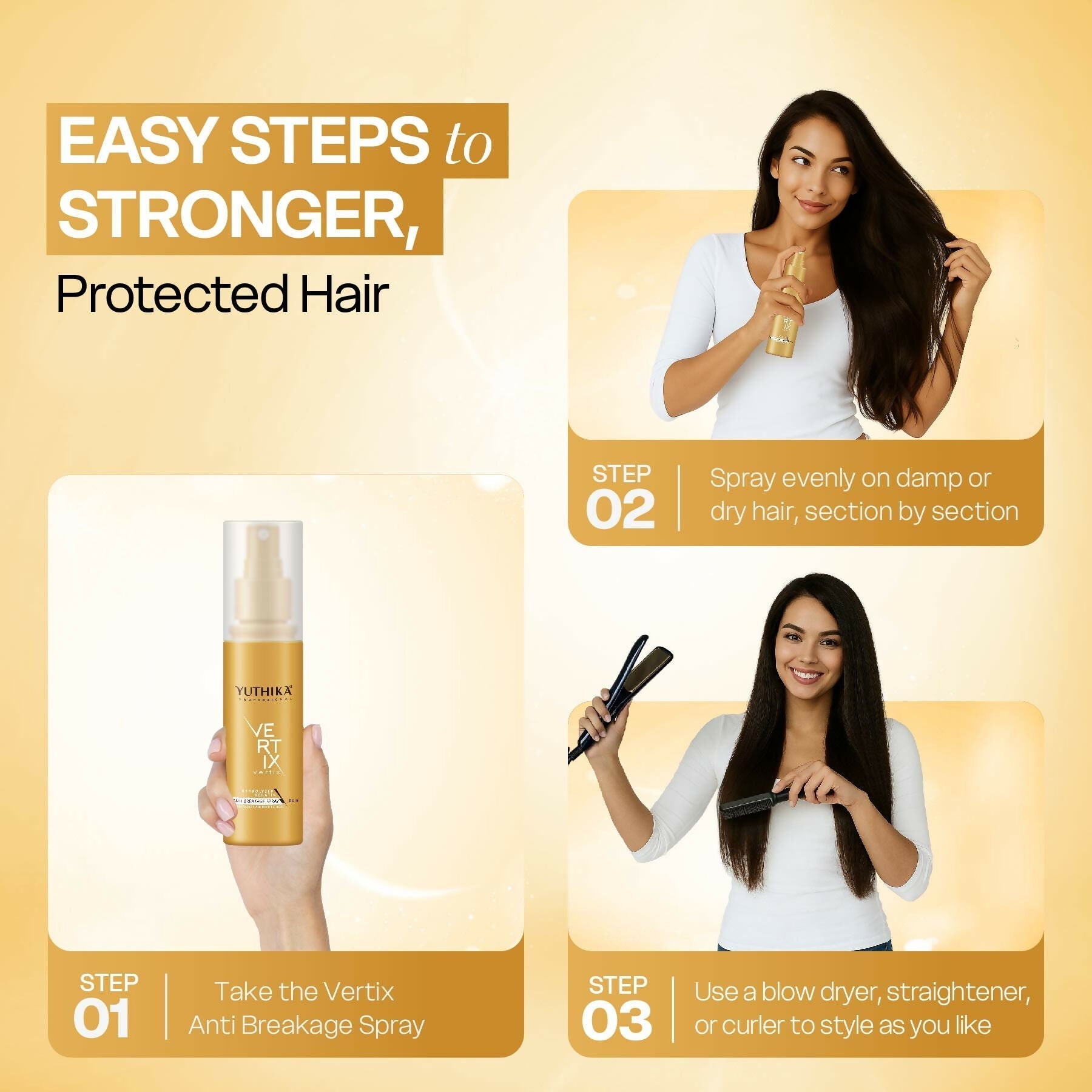 Yuthika Professional Vertix Hydrolyzed Keratin Anti Breakage Hair Spray  Grab2Buy Yuthika Grab2Buy