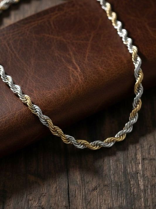 NVR Men's Handcrafted Rhodium Plated Chain