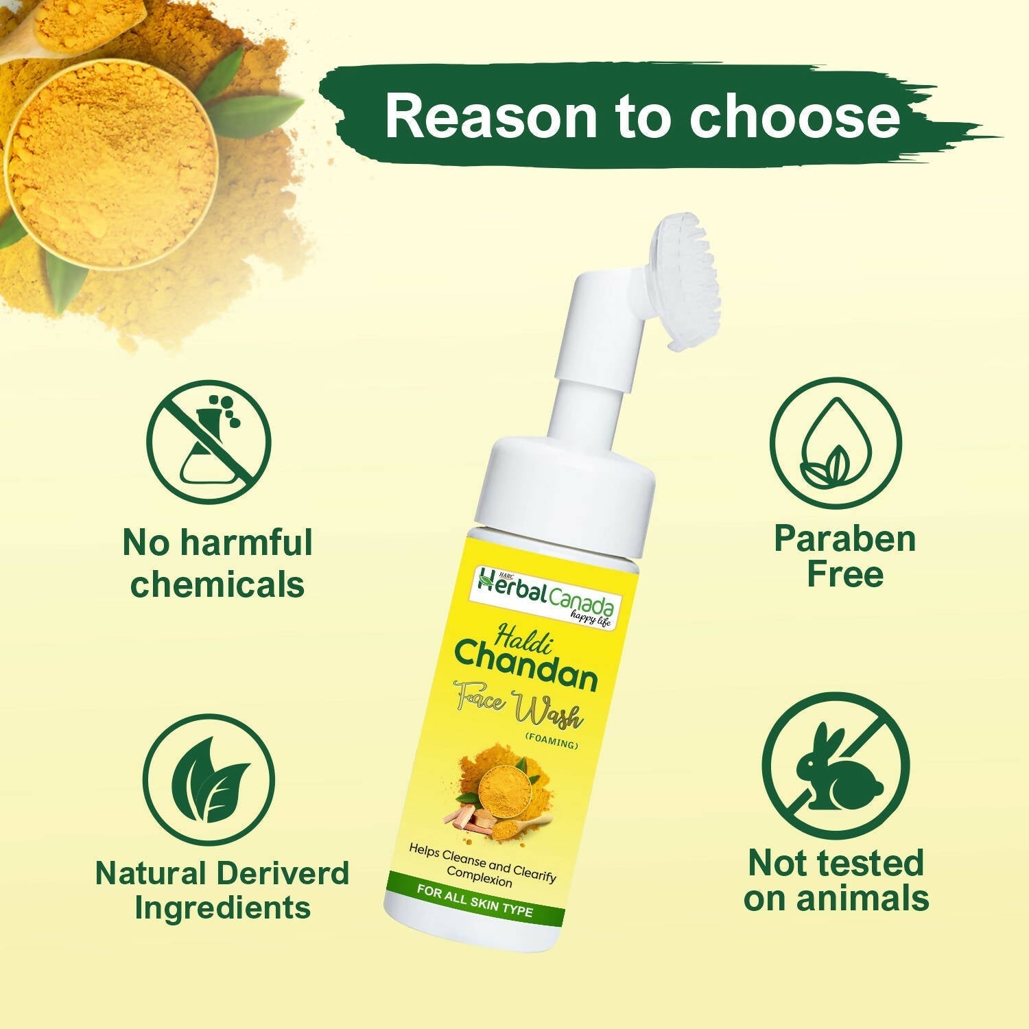 Herbal Canada Haldi Chandan Foaming Face Wash 