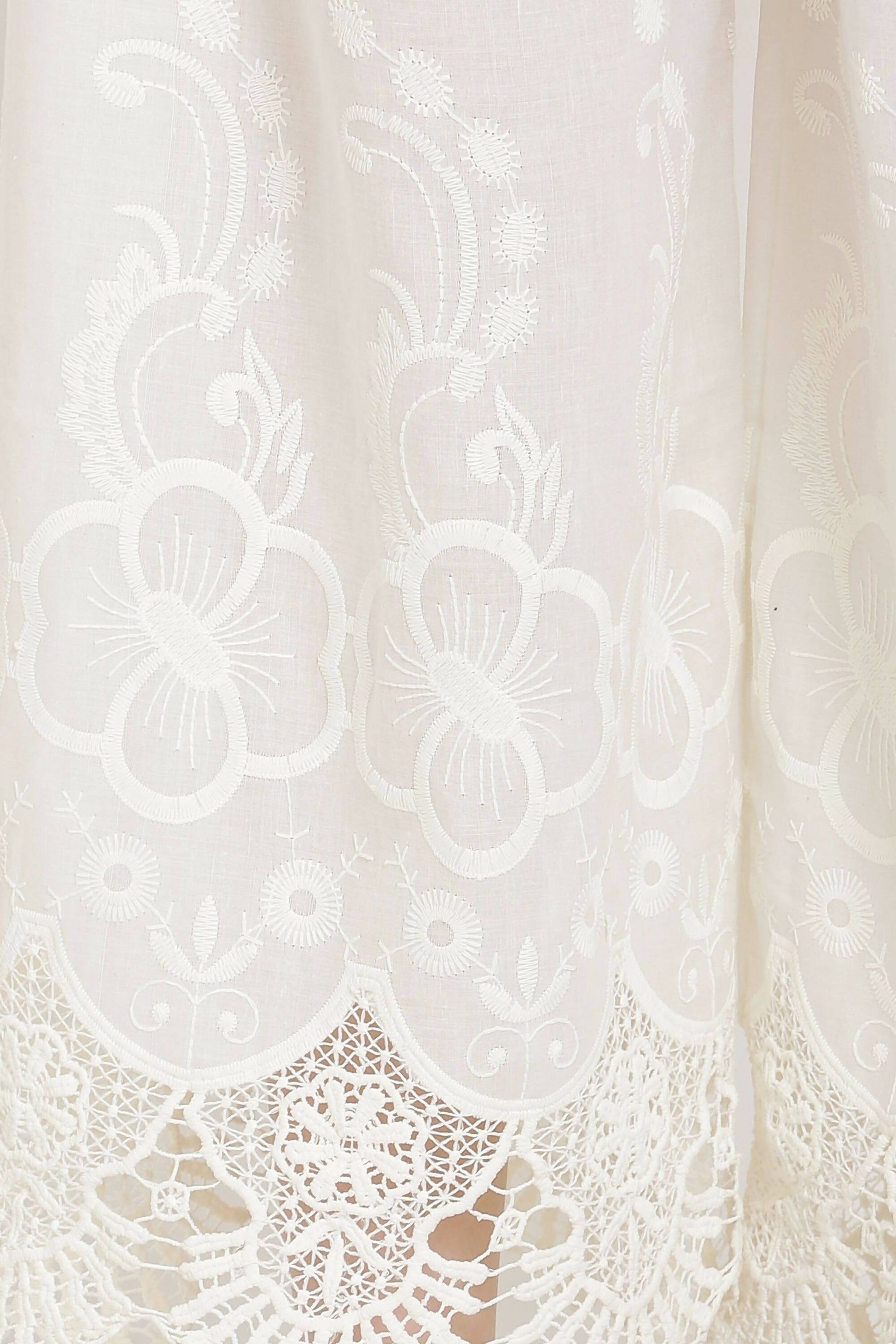 PAVONINE White Color Chikankari Lace Scalloped Hem Cotton Fabric Sharara