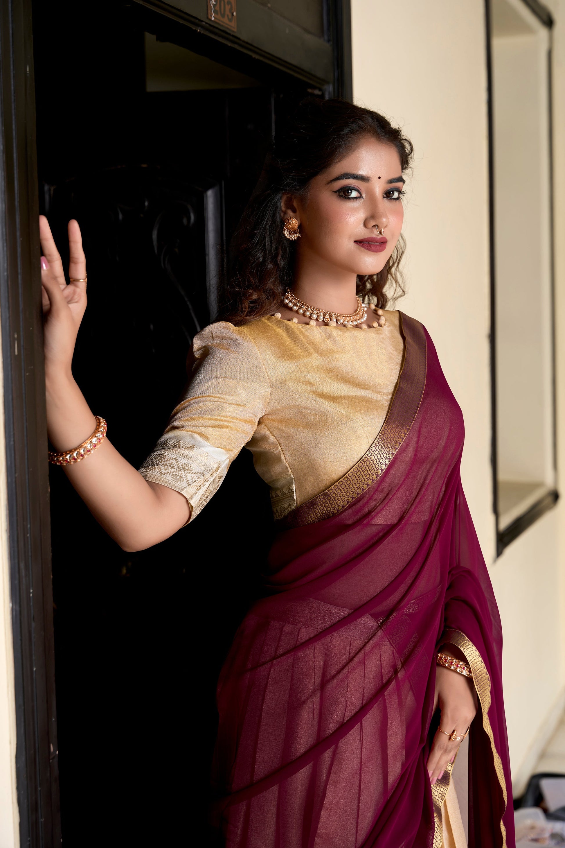 Lorenvalley Cream Kanchipuram Zari Weaving Work Lehenga Choli 
