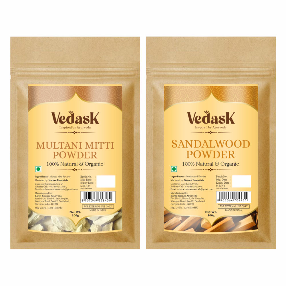 Vedask Organic Multani Mitti And SandalWood Powder Combo Pack  Grab2Buy Vedask Grab2Buy