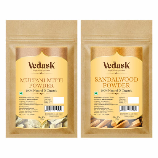 Vedask Organic Multani Mitti And SandalWood Powder Combo Pack  Grab2Buy Vedask Grab2Buy