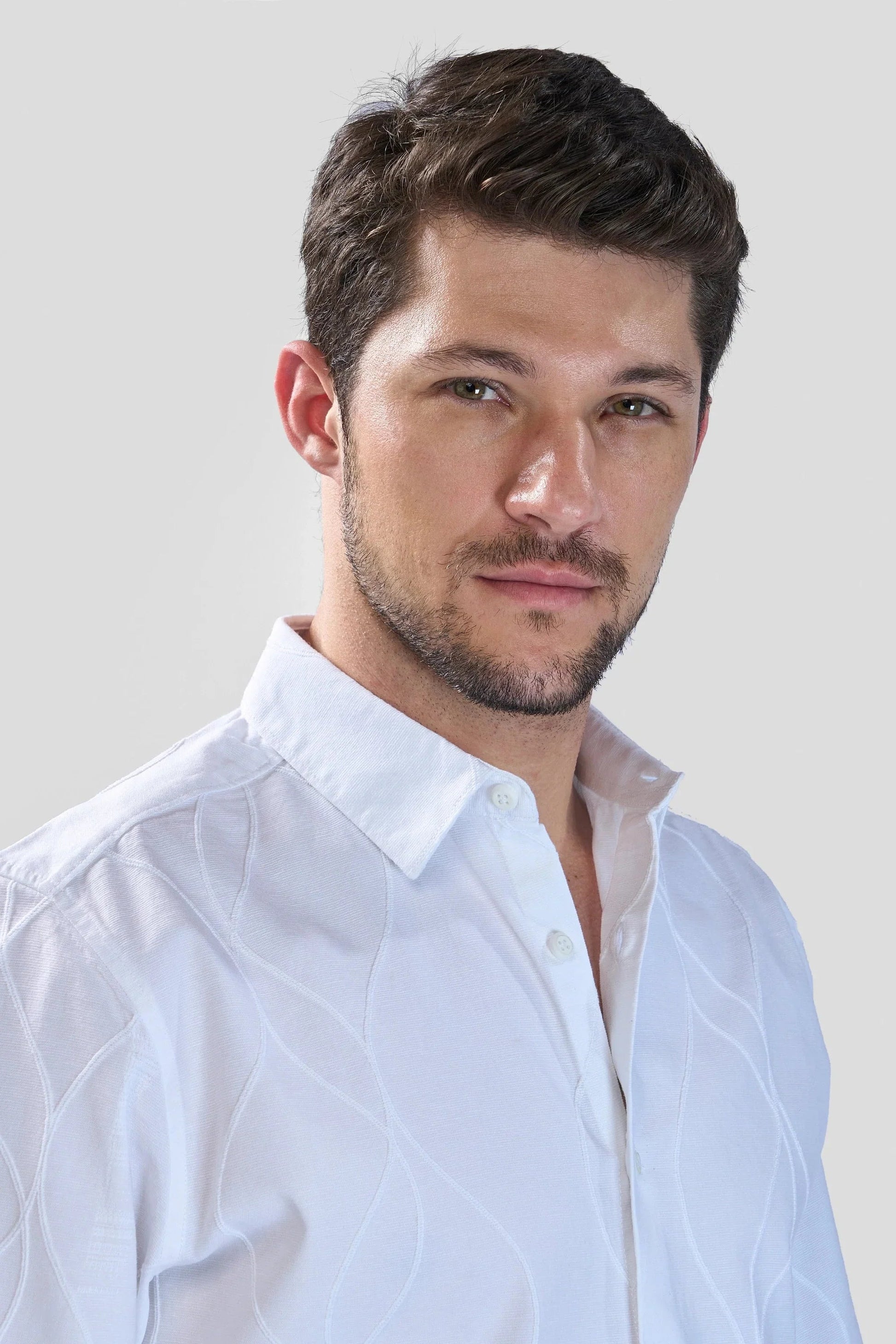 Xkind White Embroidery Full Sleeve Shirt 