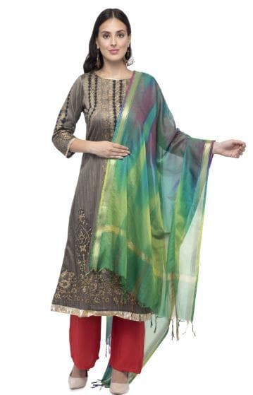 A R Silk Women's Soft Silk Multi Dye Multi Rainbow Regular Dupatta | Grab2Buy