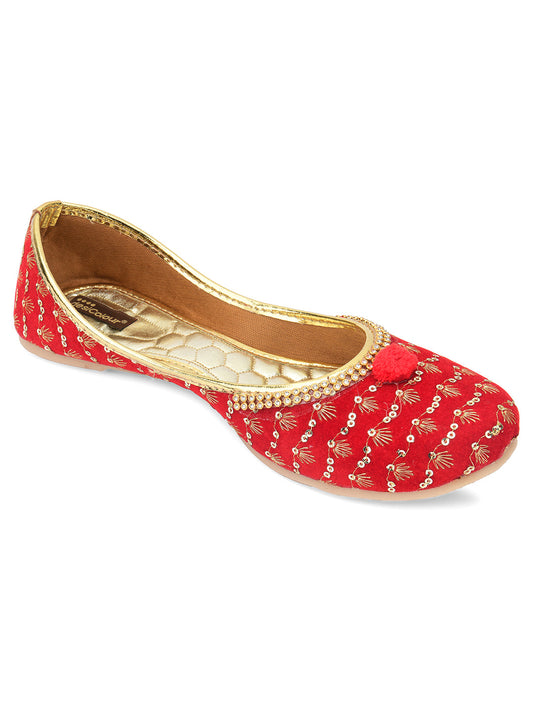 Desi Colour Women Indian Ethnic Footwear-Red Star
