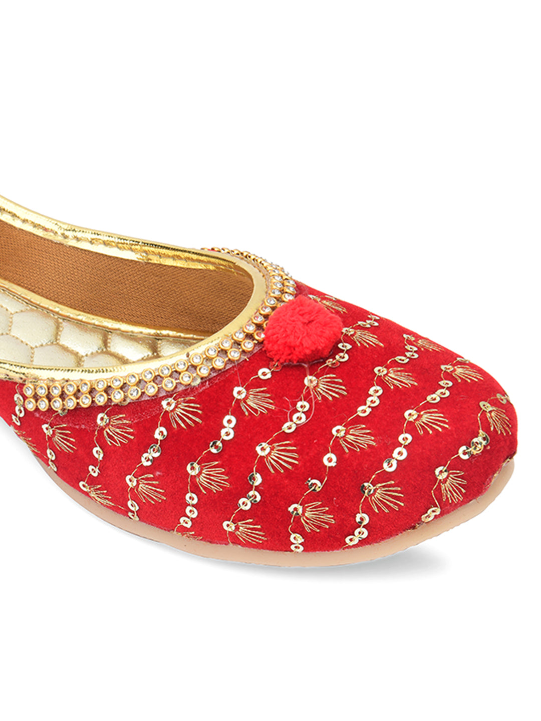 Desi Colour Women Indian Ethnic Footwear-Red Star