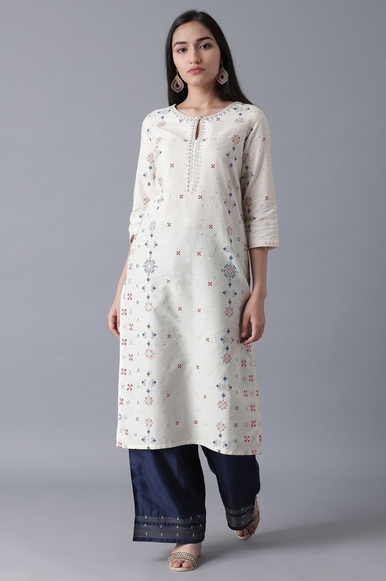 W for Woman Ecru Straight kurta