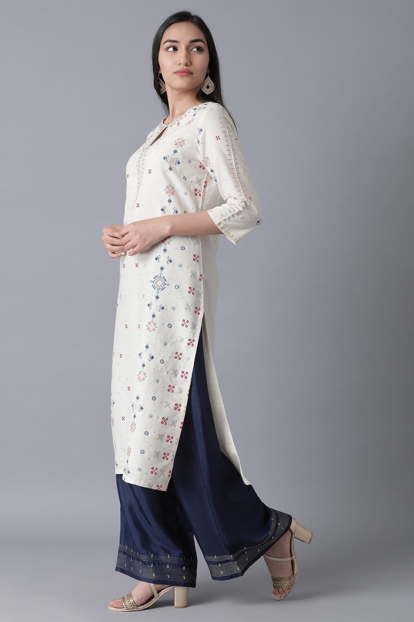 W for Woman Ecru Straight kurta