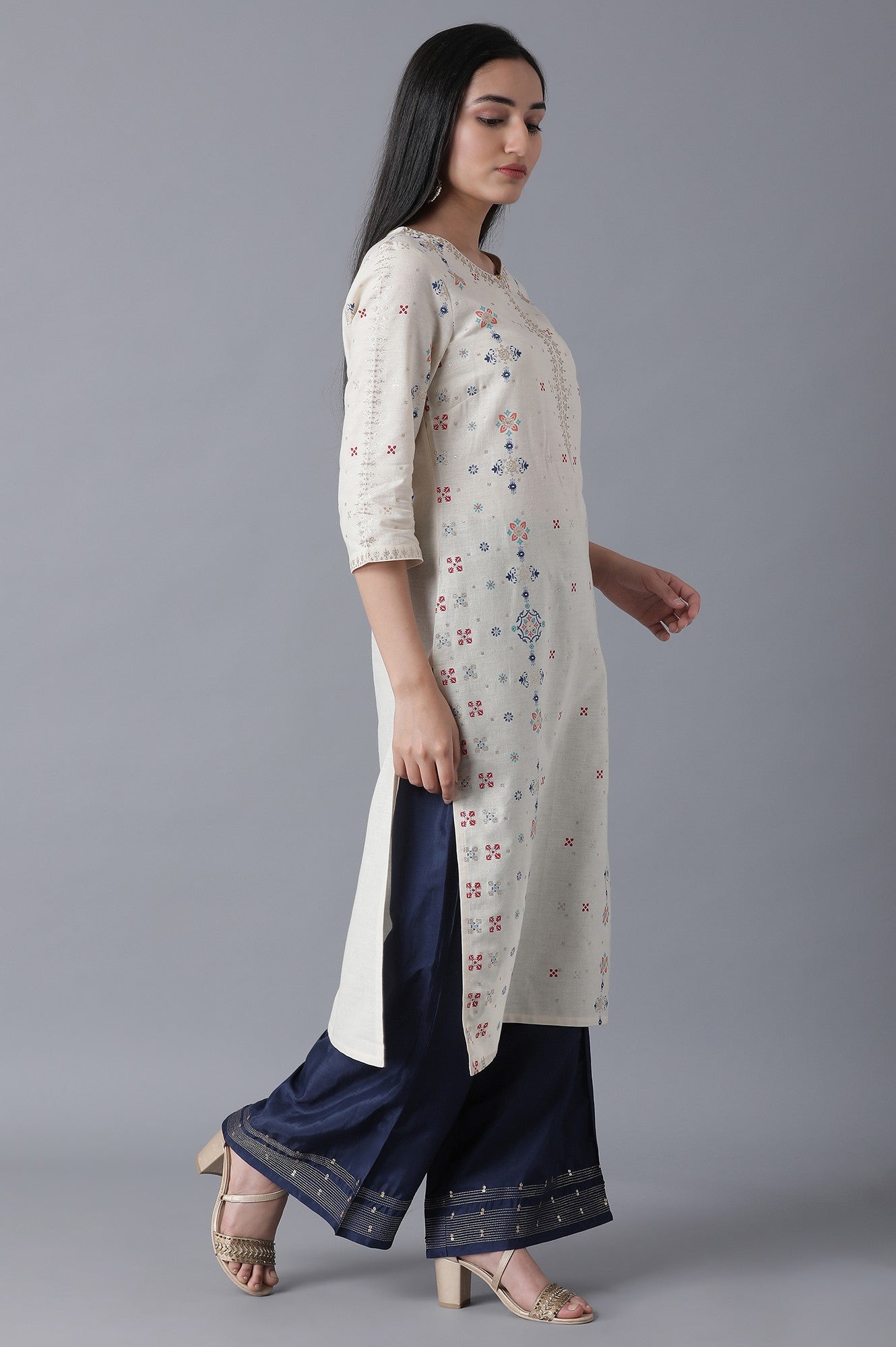 W for Woman Ecru Straight kurta