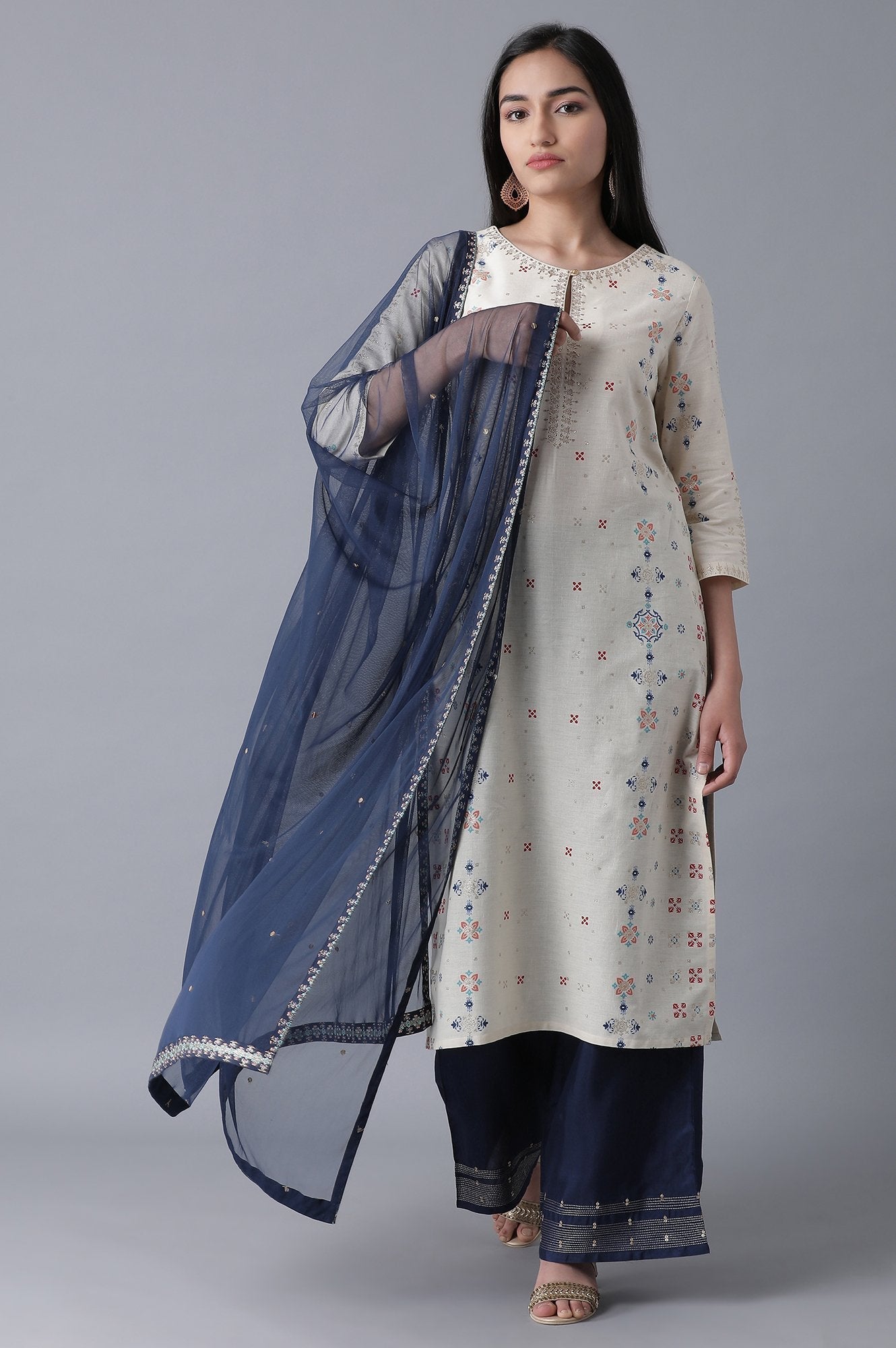 W for Woman Ecru Straight kurta