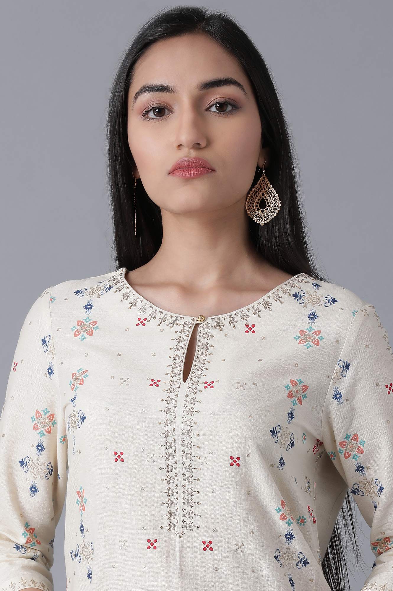 W for Woman Ecru Straight kurta