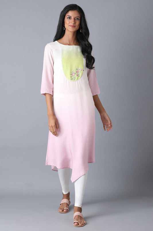W for Woman Bubblegum Pink Asymetric kurta