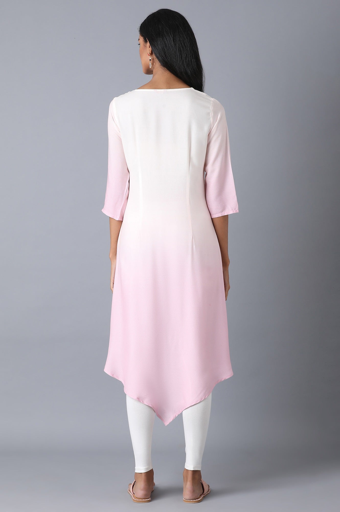 W for Woman Bubblegum Pink Asymetric kurta