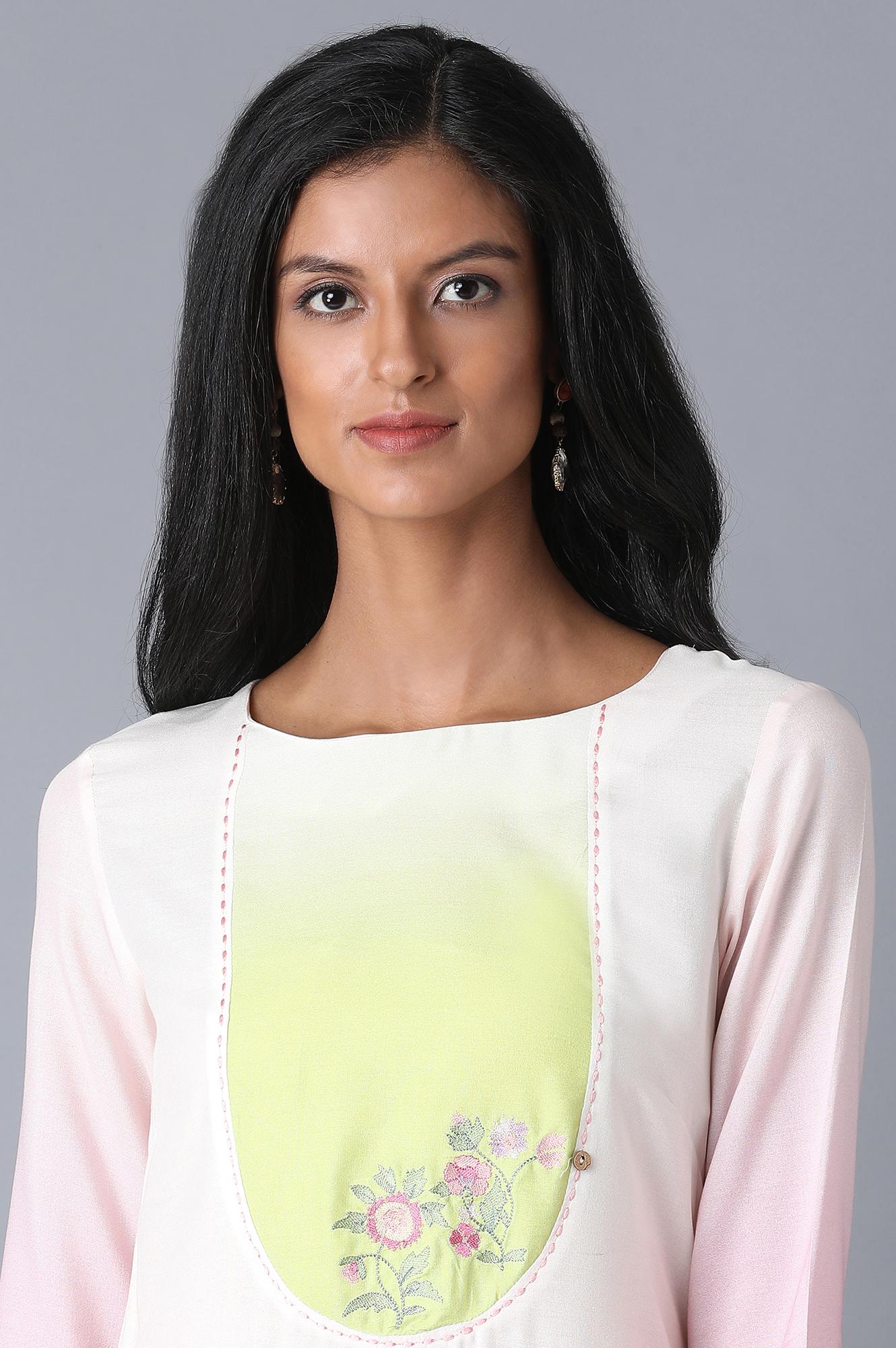 W for Woman Bubblegum Pink Asymetric kurta