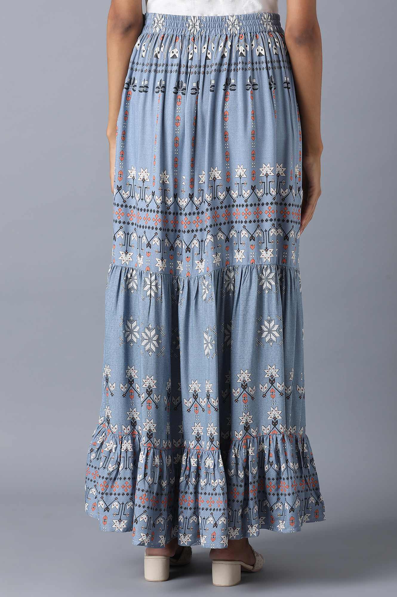 W for Woman Chambray Blue Tiered Skirt