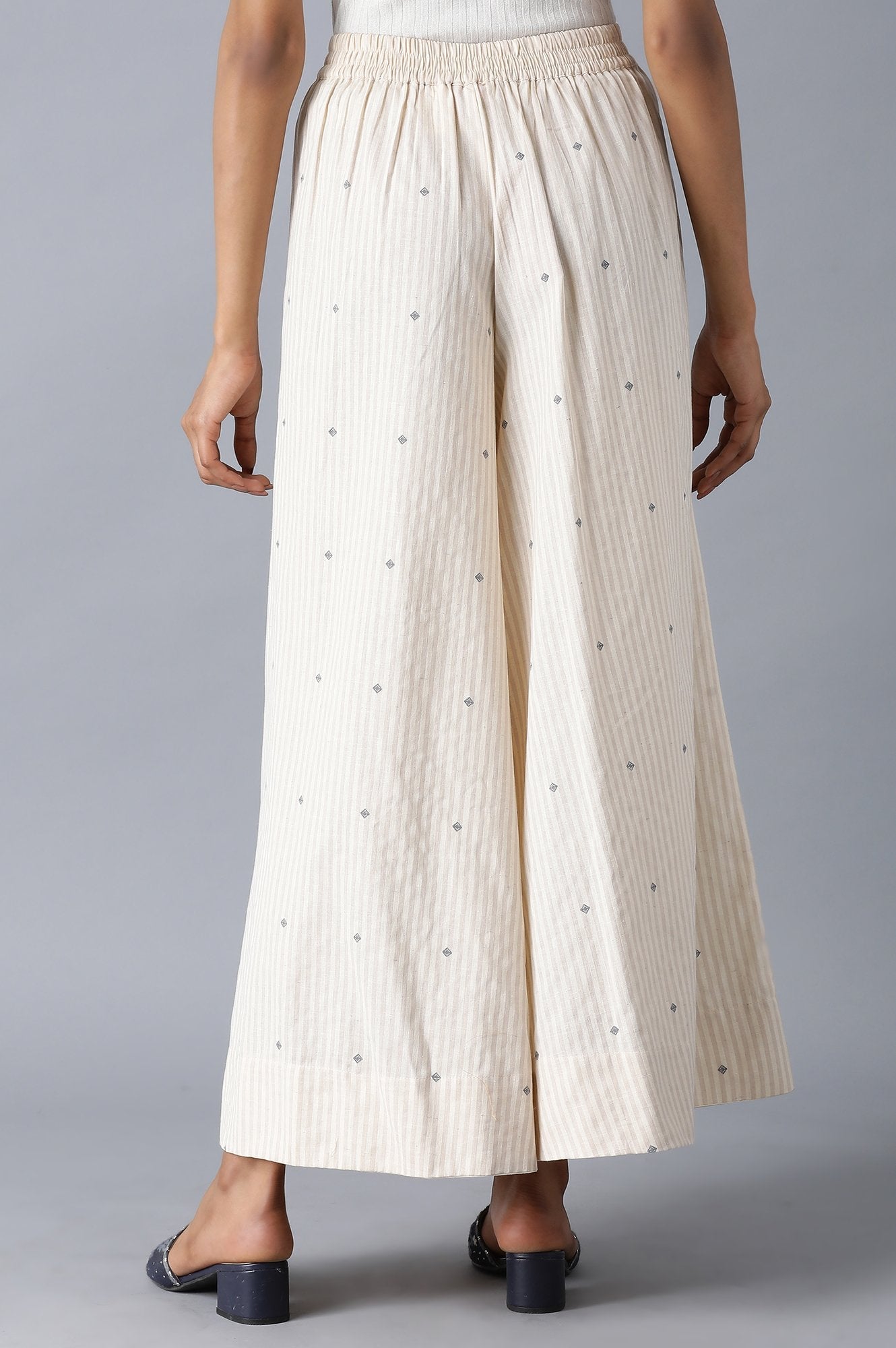W for Woman Beige Printed Flared Pants