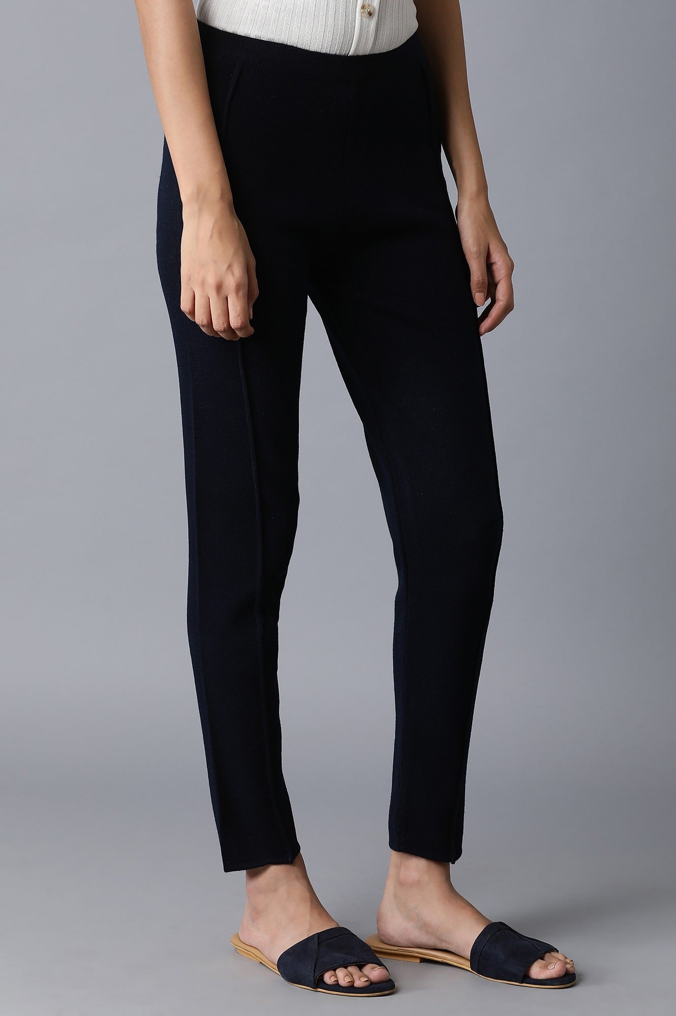 W for Woman Navy Blue Basic Leggings