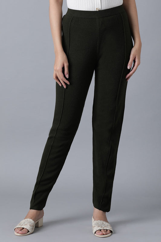 W for Woman Olive Green Pintuck Leggings