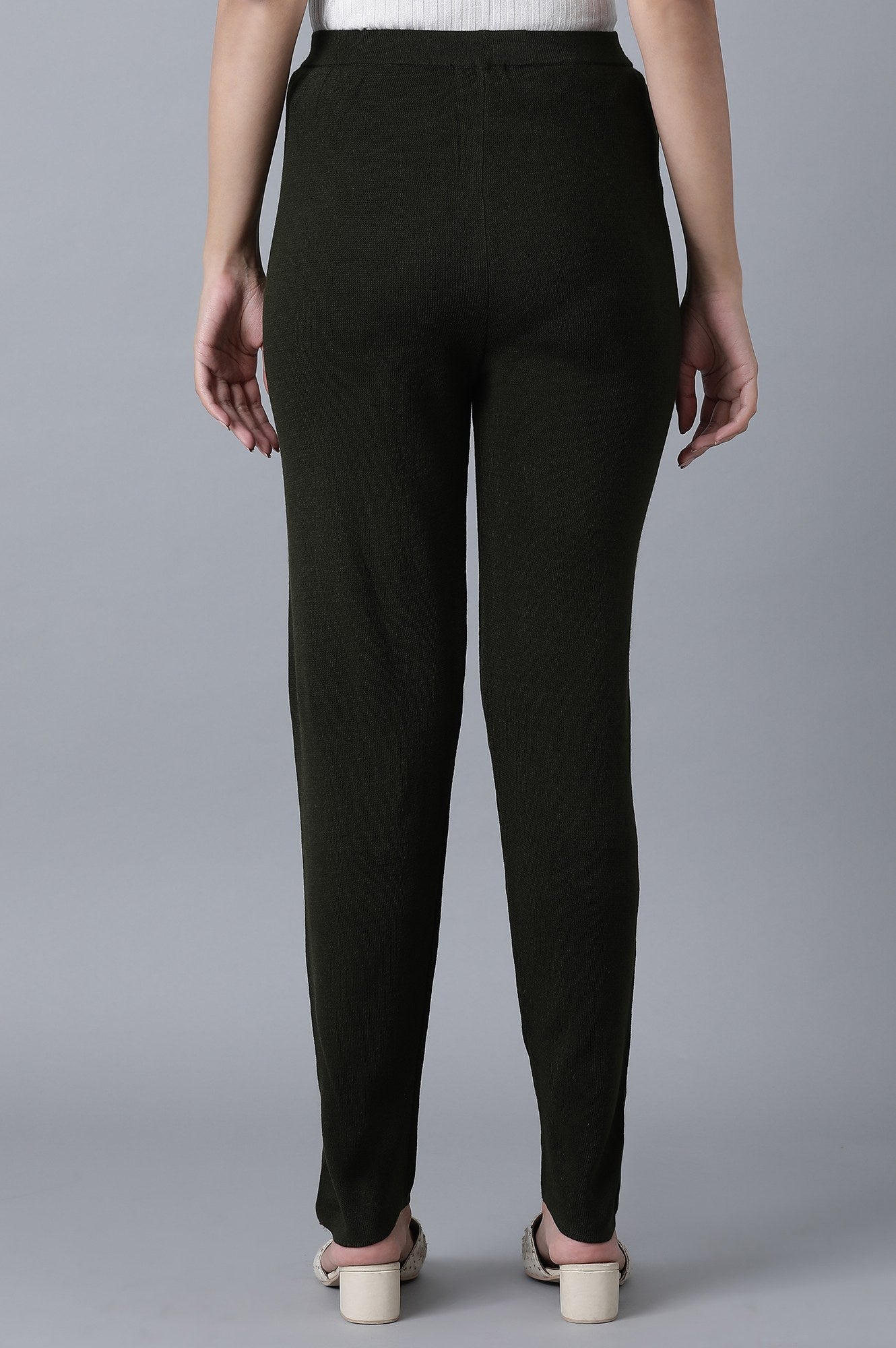 W for Woman Olive Green Pintuck Leggings