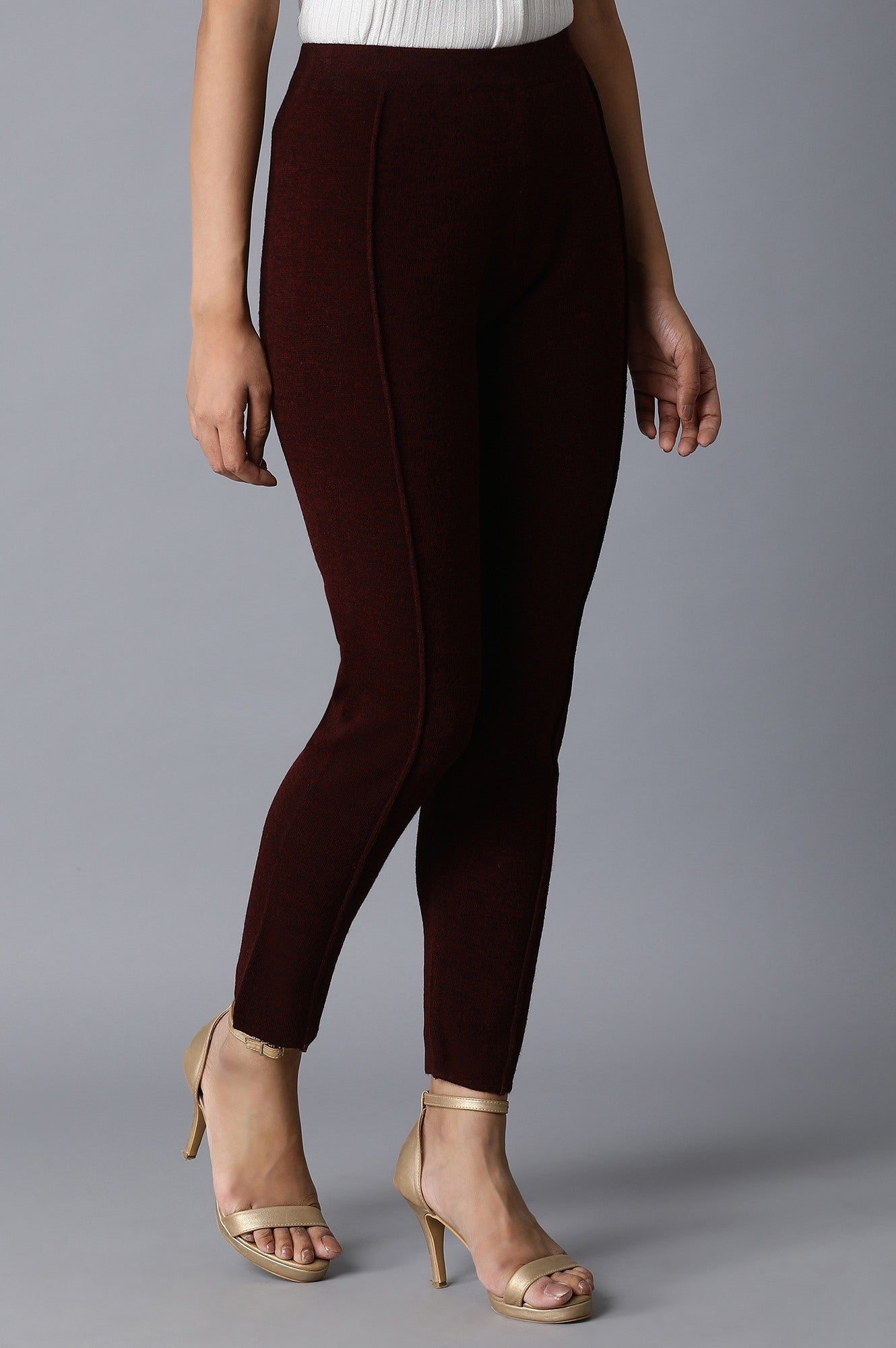 W for Woman Dark Red Basic Leggings
