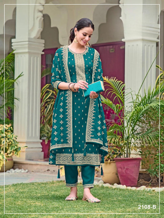 Anaita Emerald Fox Georgette Suit with Embroidery & Sequence Work