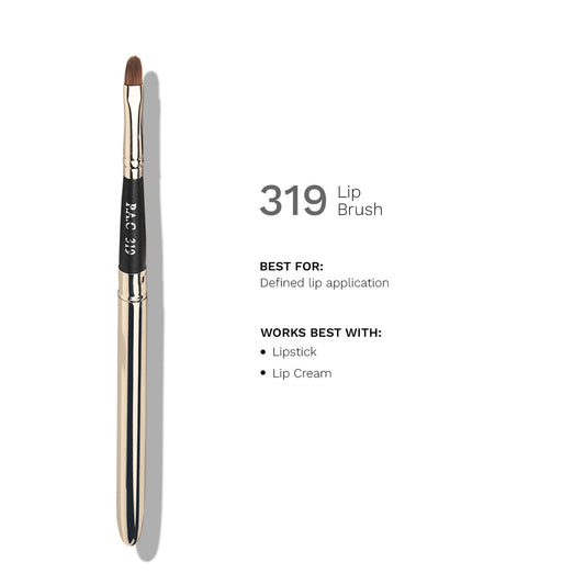 PAC Studio Lip Brush 319 - Tapered Lip Brush Stainless Steel Handle Turns into a Cap, Ideal for Lip Shaping