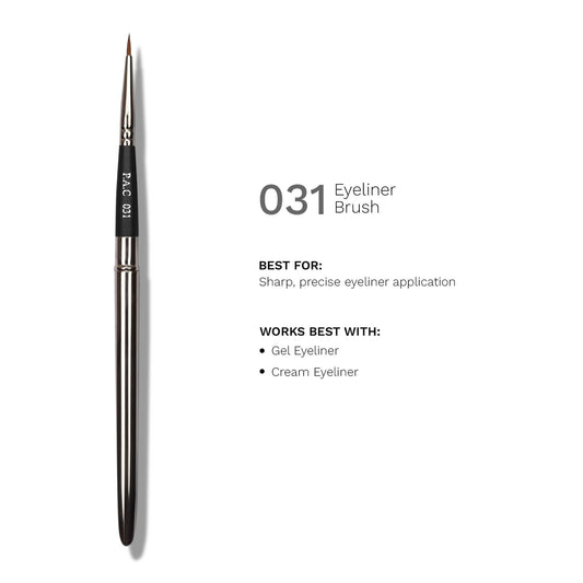 PAC Studio Eyeliner Brush 031 - Precise Liner Brush for Sharp Graphic Liners, Handle Turns into a Cap