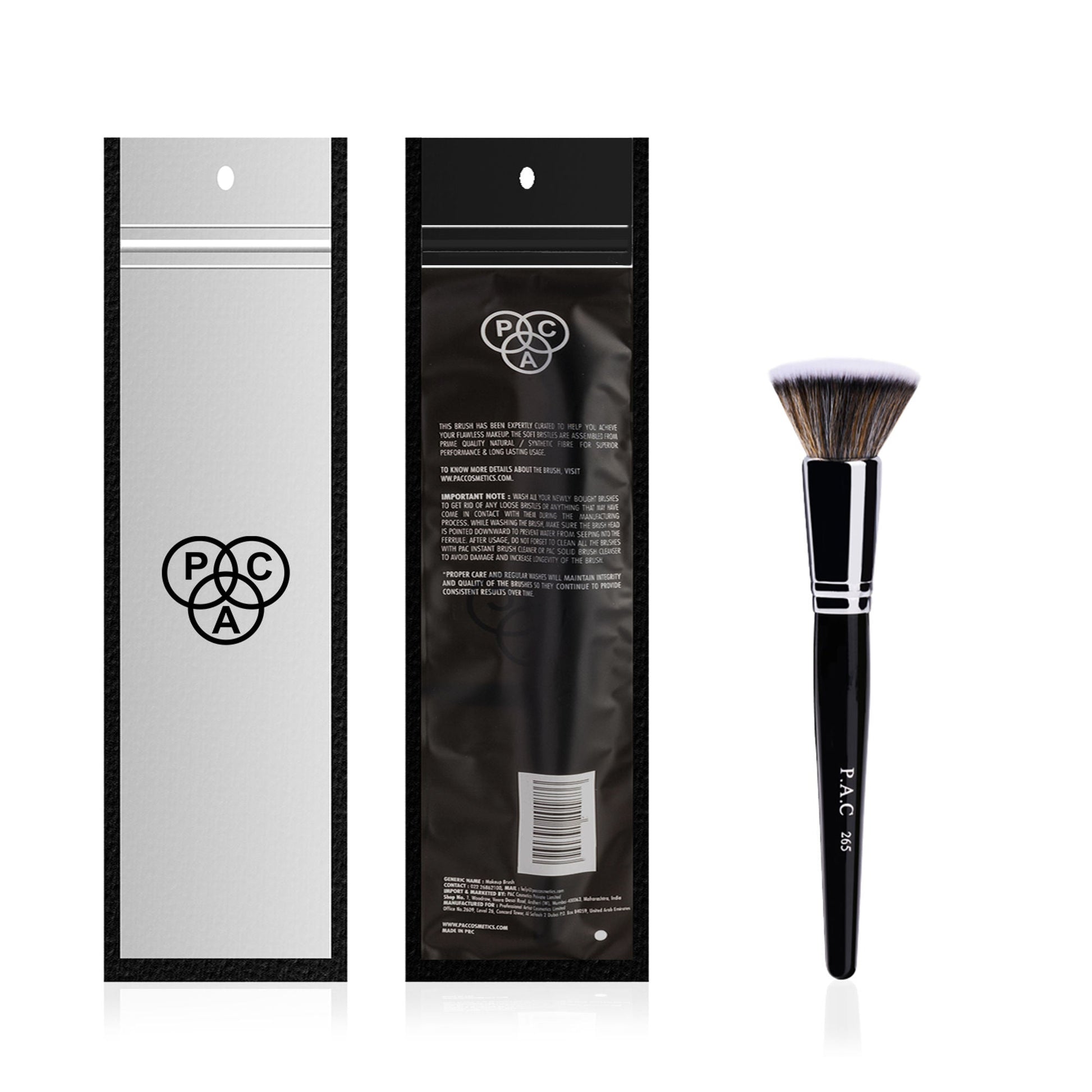PAC Studio Foundation Blending Brush 265 - Flat Kabuki, Dense Soft Synthetic Bristles for Airbrush Finish