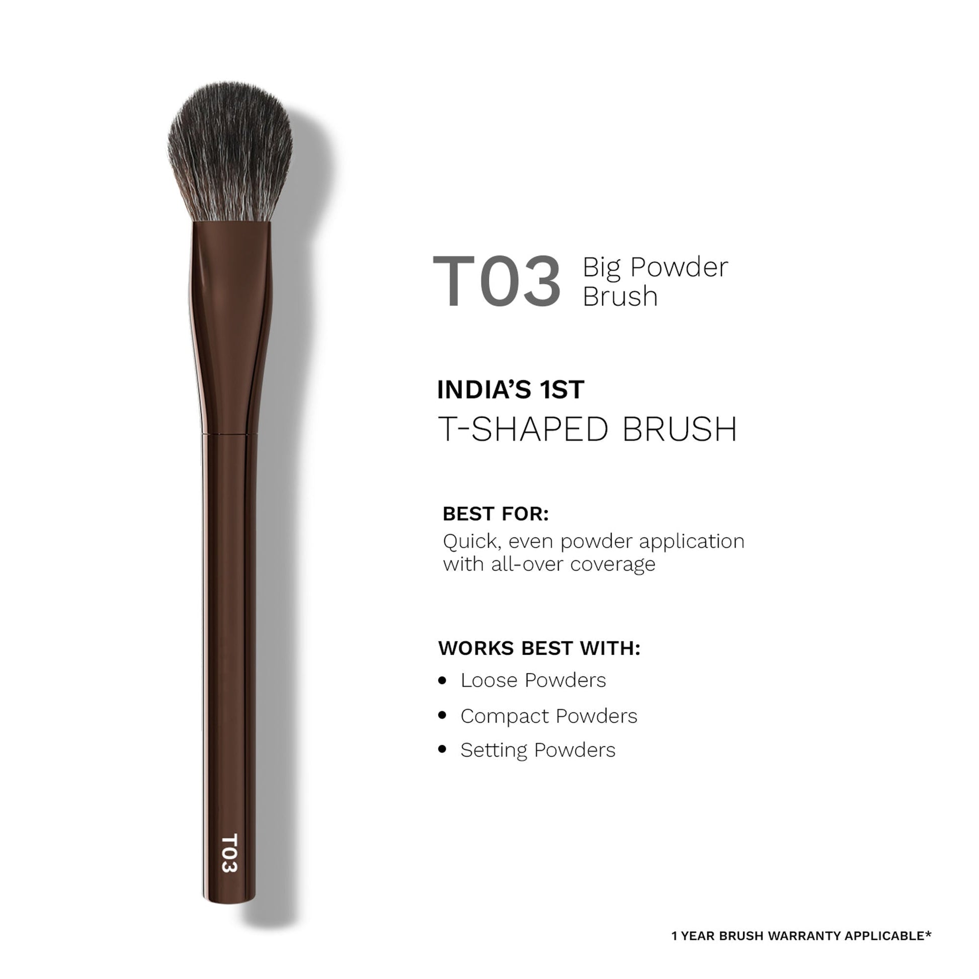PAC Studio T03 Big Powder Brush - Soft Tapered Bristles, Works With All Powder Products, Ideal for Buffing
