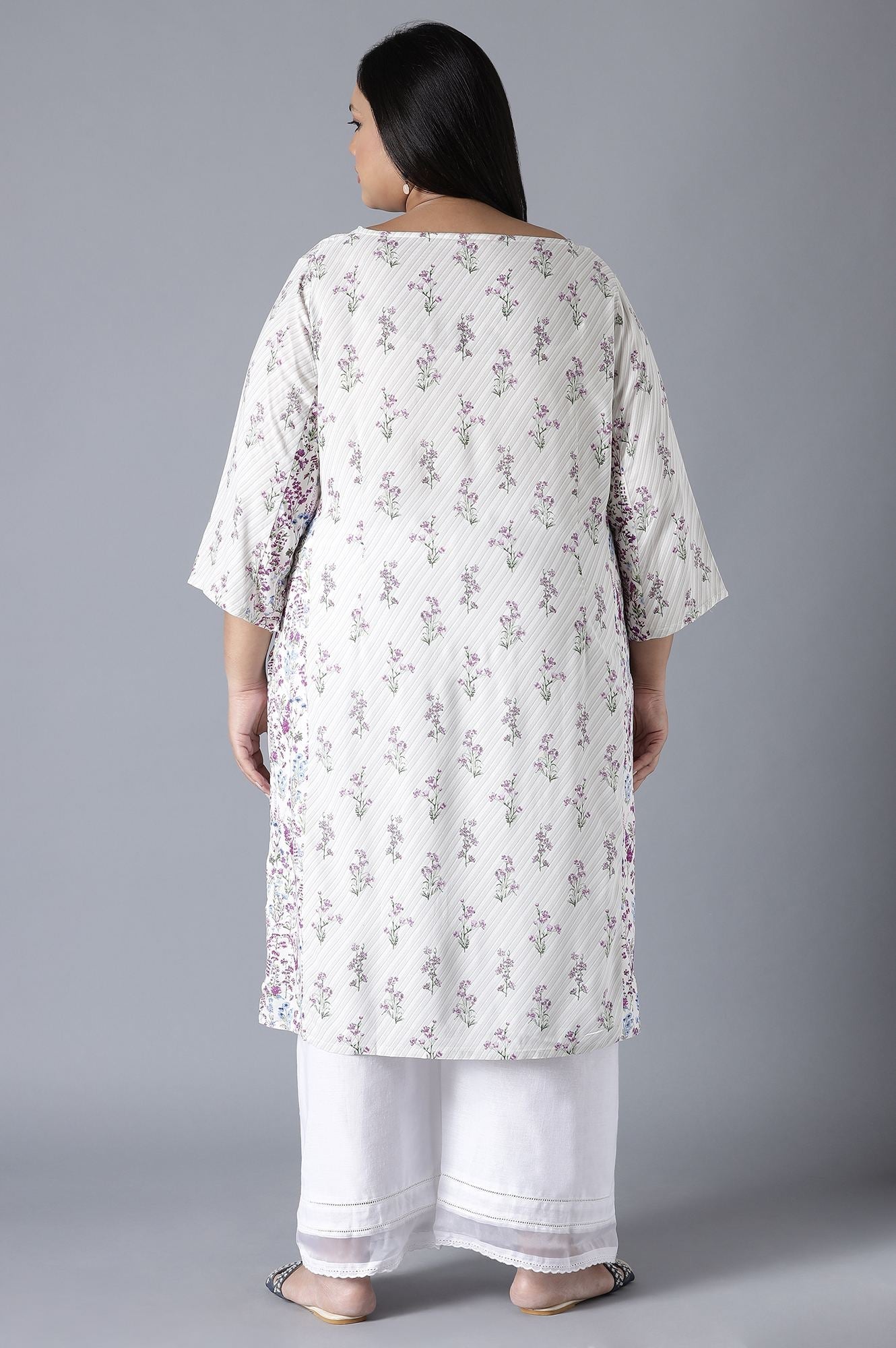 W for Woman Ecru Print Blocking Panelled kurta