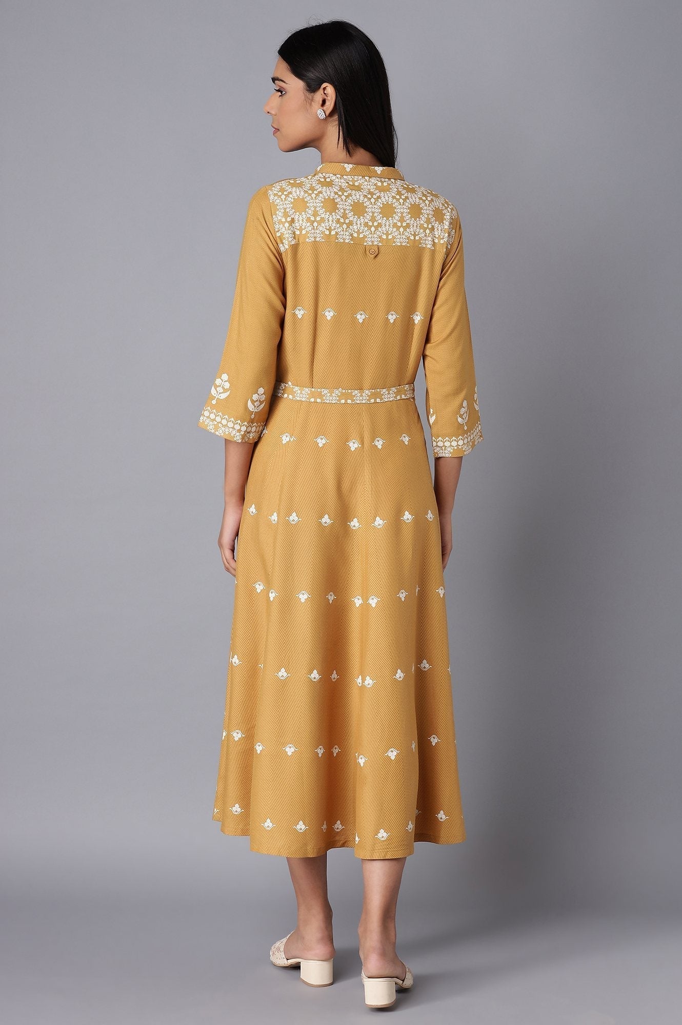 W for Woman Yellow Flared Panelled Dress  Grab2Buy WforWoman Grab2Buy