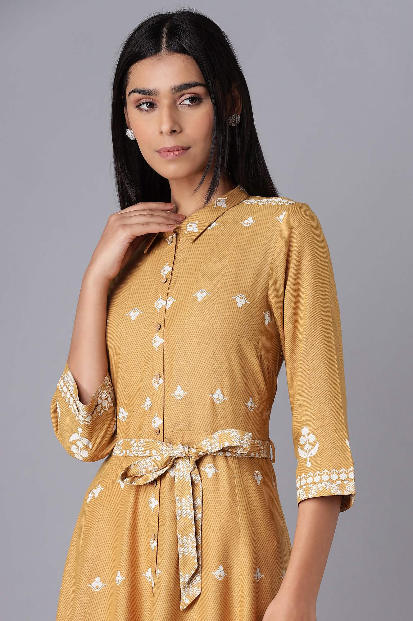 W for Woman Yellow Flared Panelled Dress  Grab2Buy WforWoman Grab2Buy