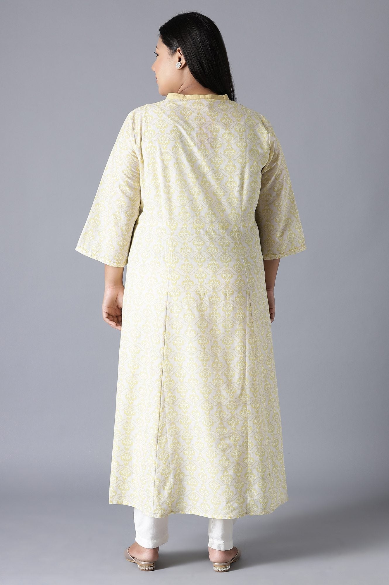 W for Woman Pale Yellow Long Dress with Embroidery