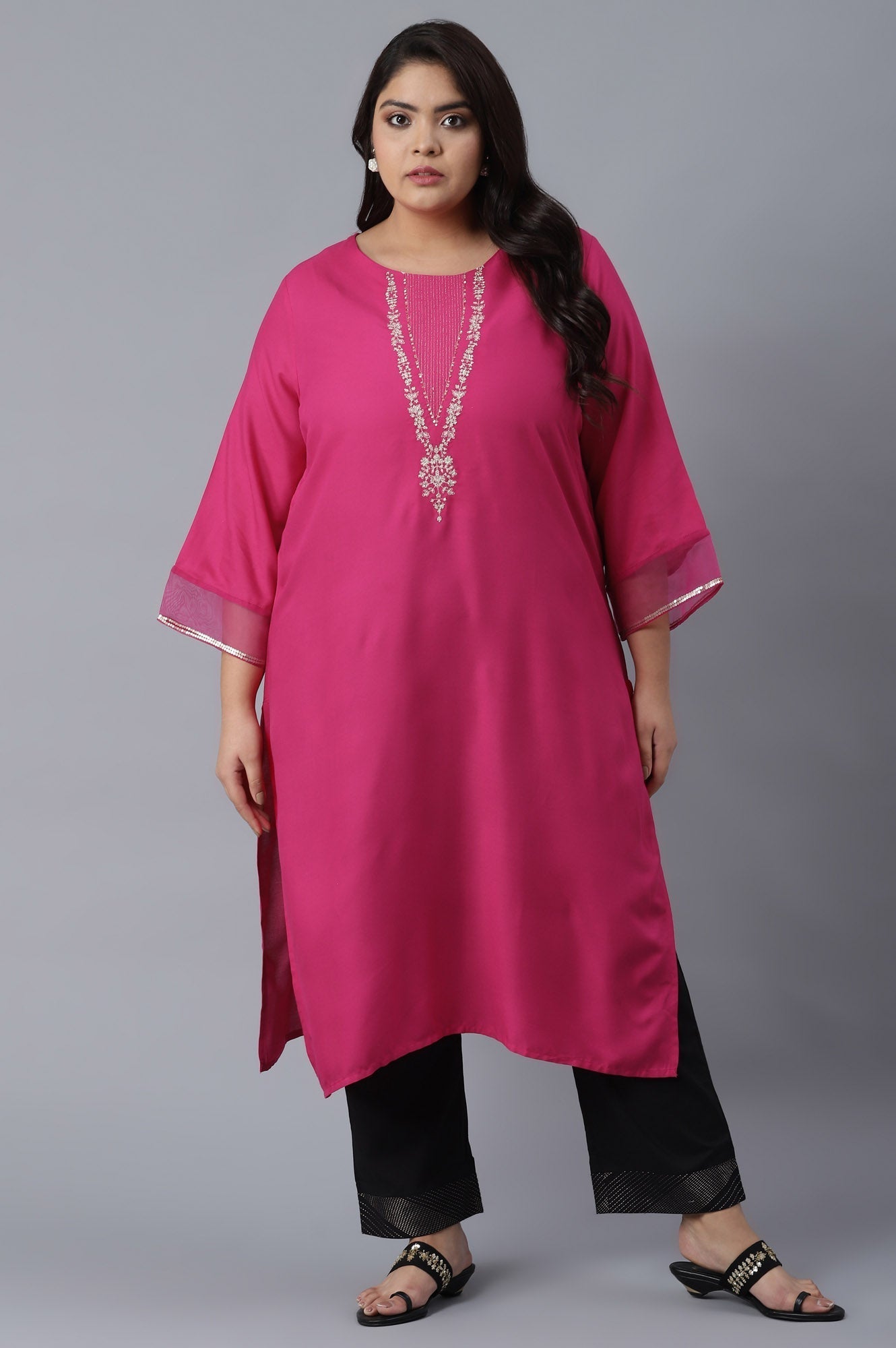 W for Woman Magenta Festive kurta