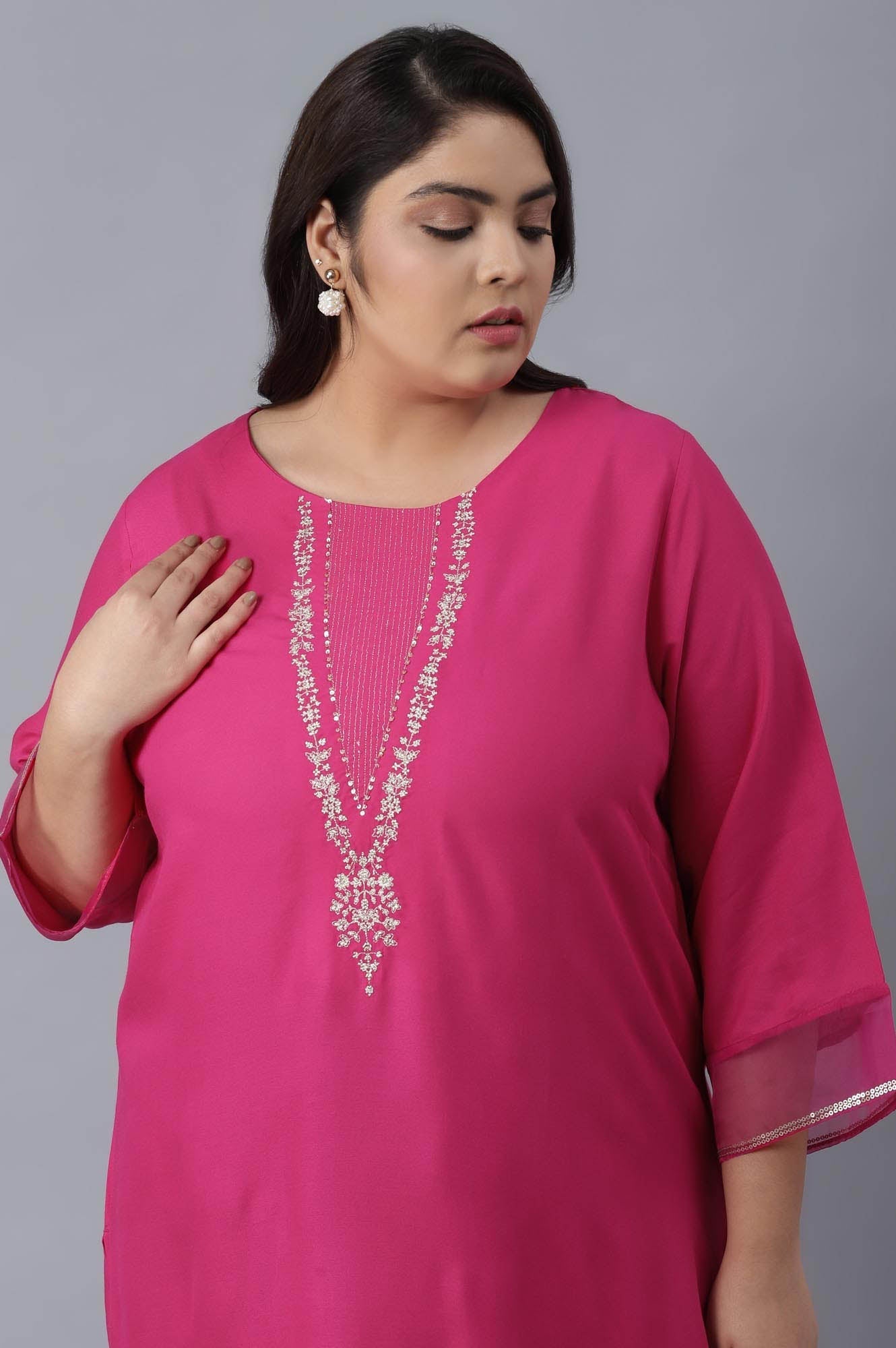 W for Woman Magenta Festive kurta
