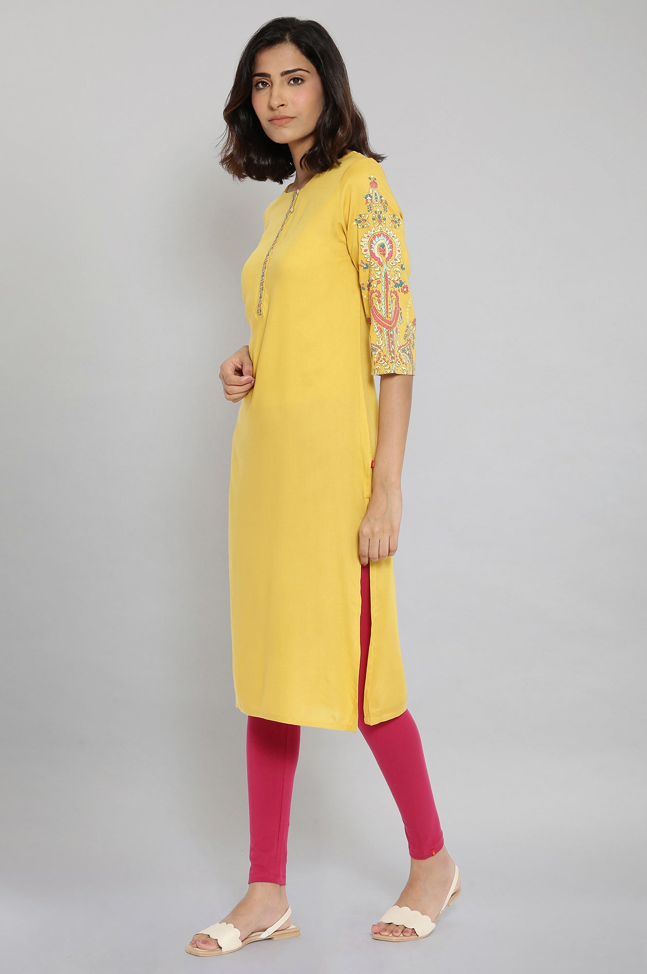 W for Woman Dark Yellow Printed kurta