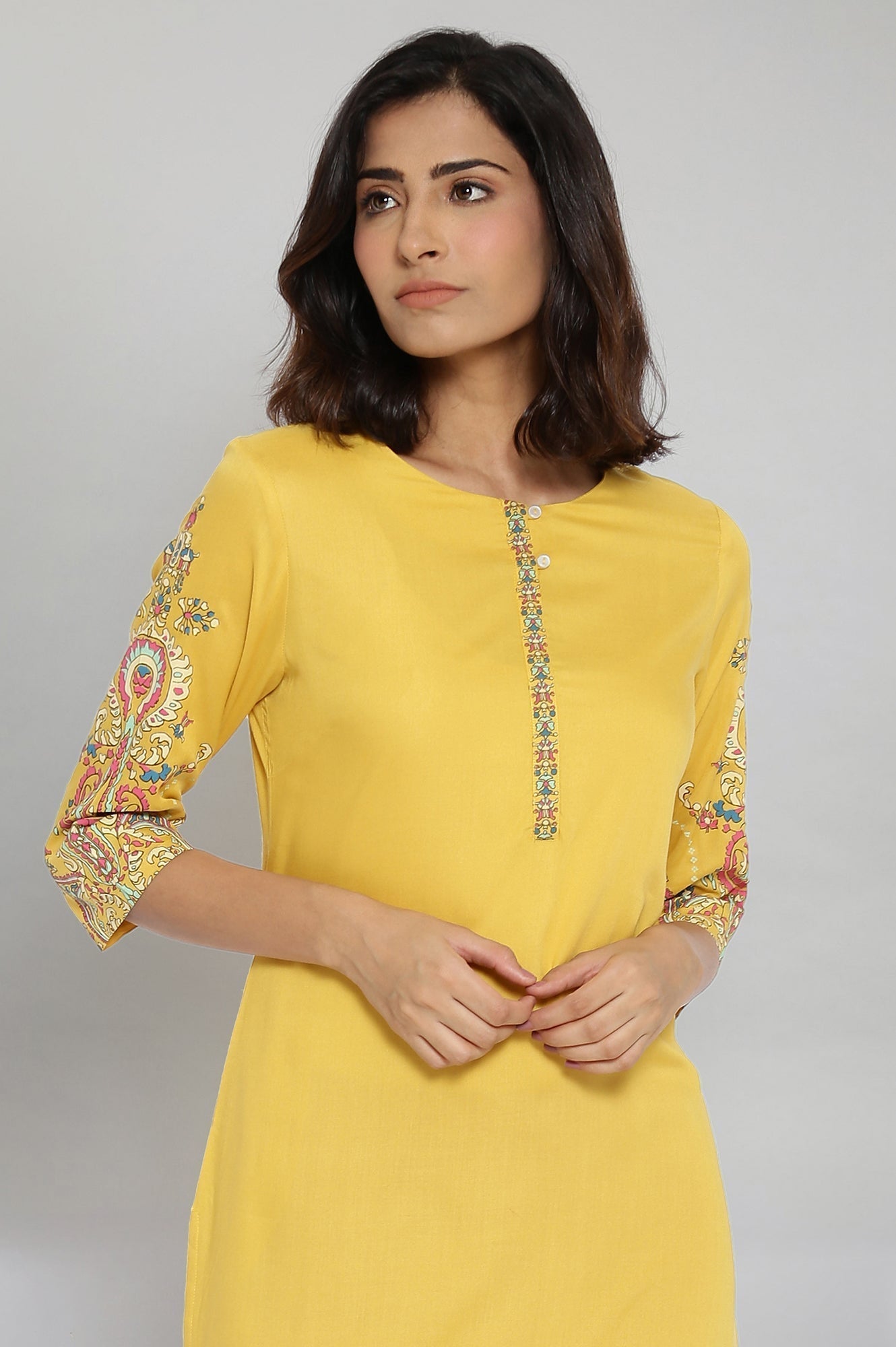 W for Woman Dark Yellow Printed kurta