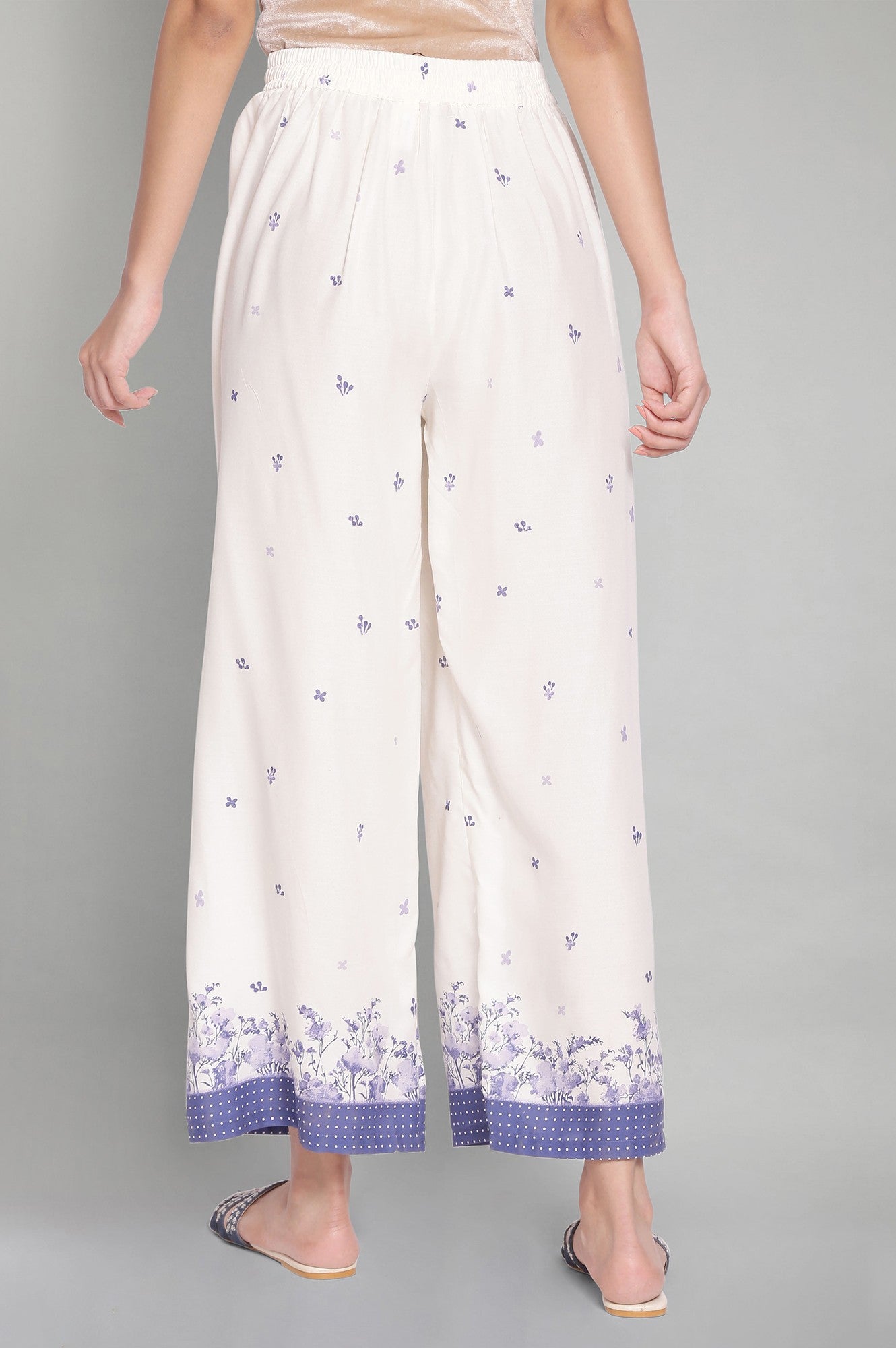 W for Woman Ecru Printed Parallel Pants