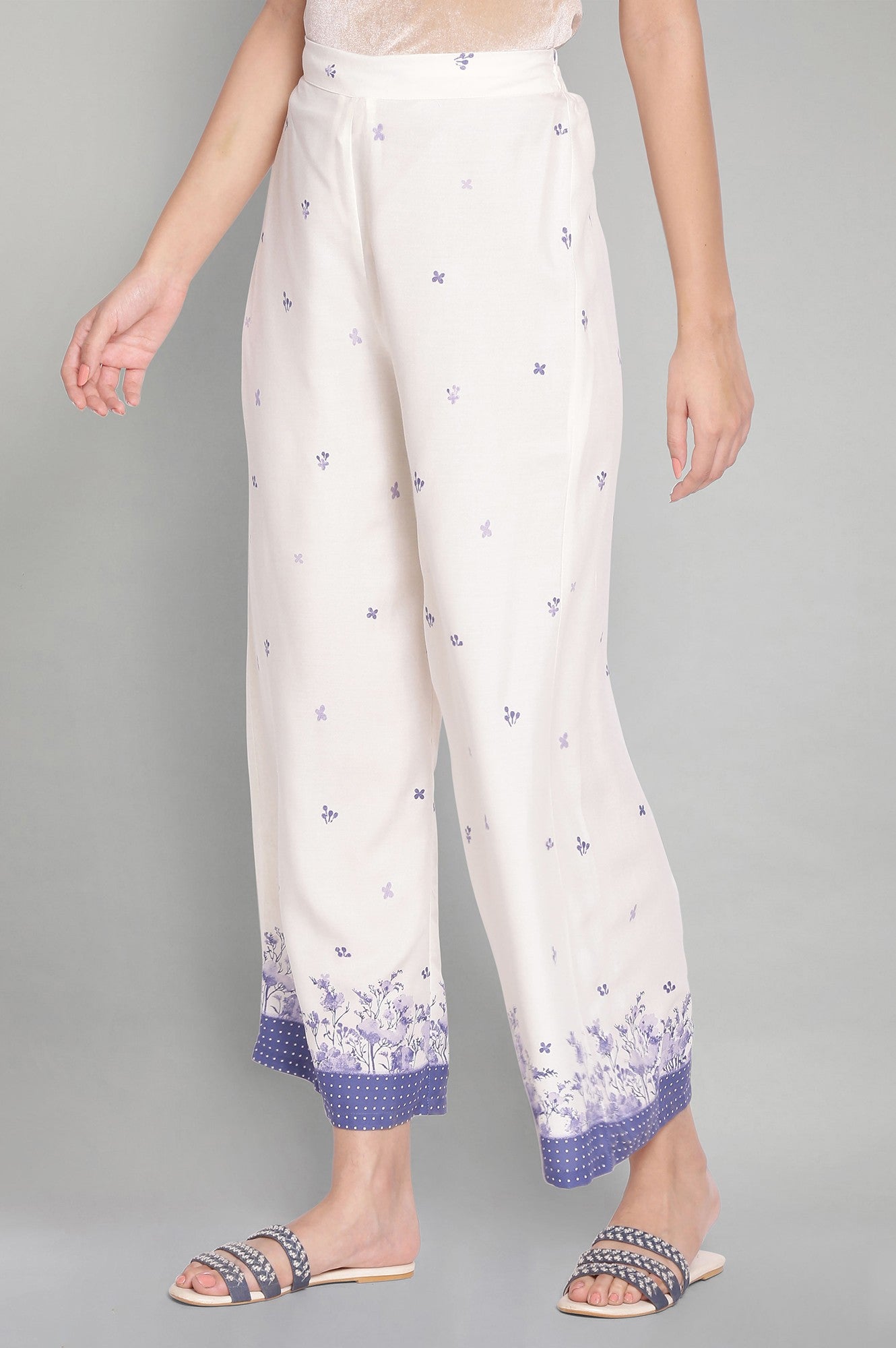 W for Woman Ecru Printed Parallel Pants