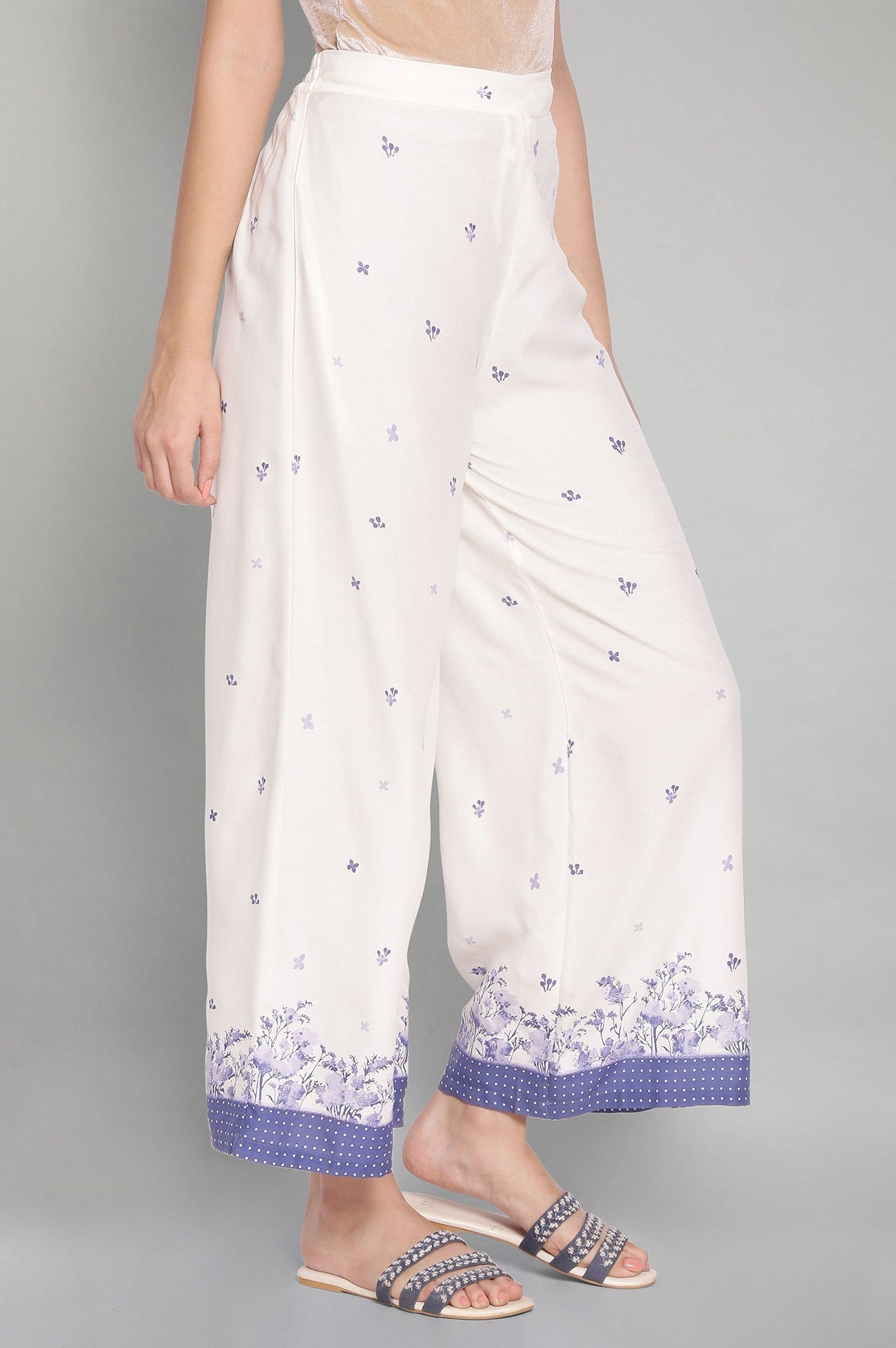 W for Woman Ecru Printed Parallel Pants