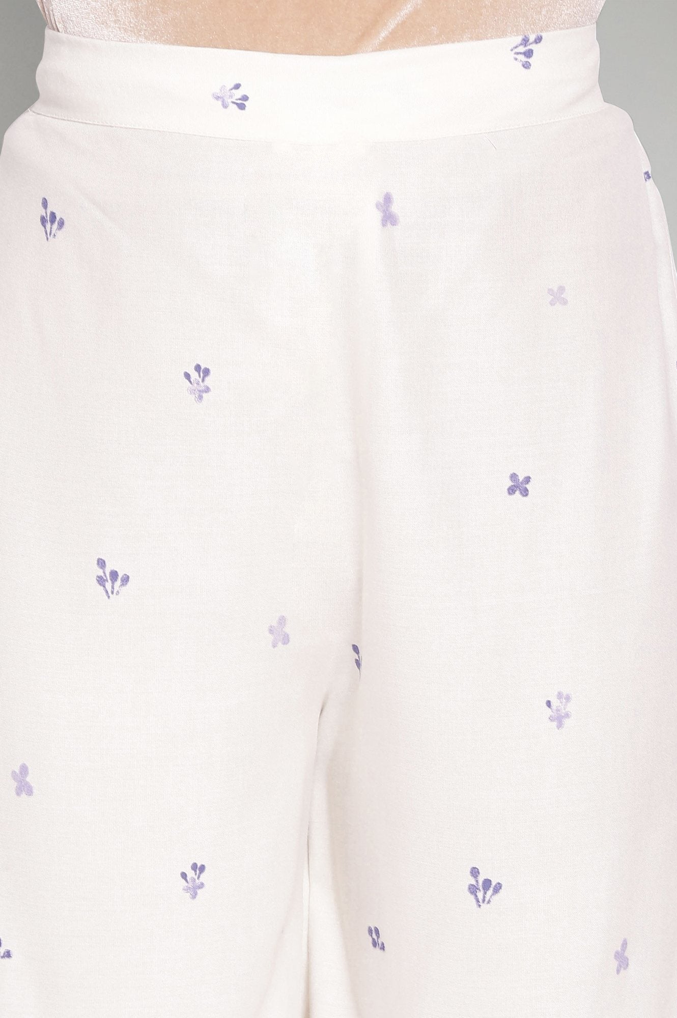 W for Woman Ecru Printed Parallel Pants