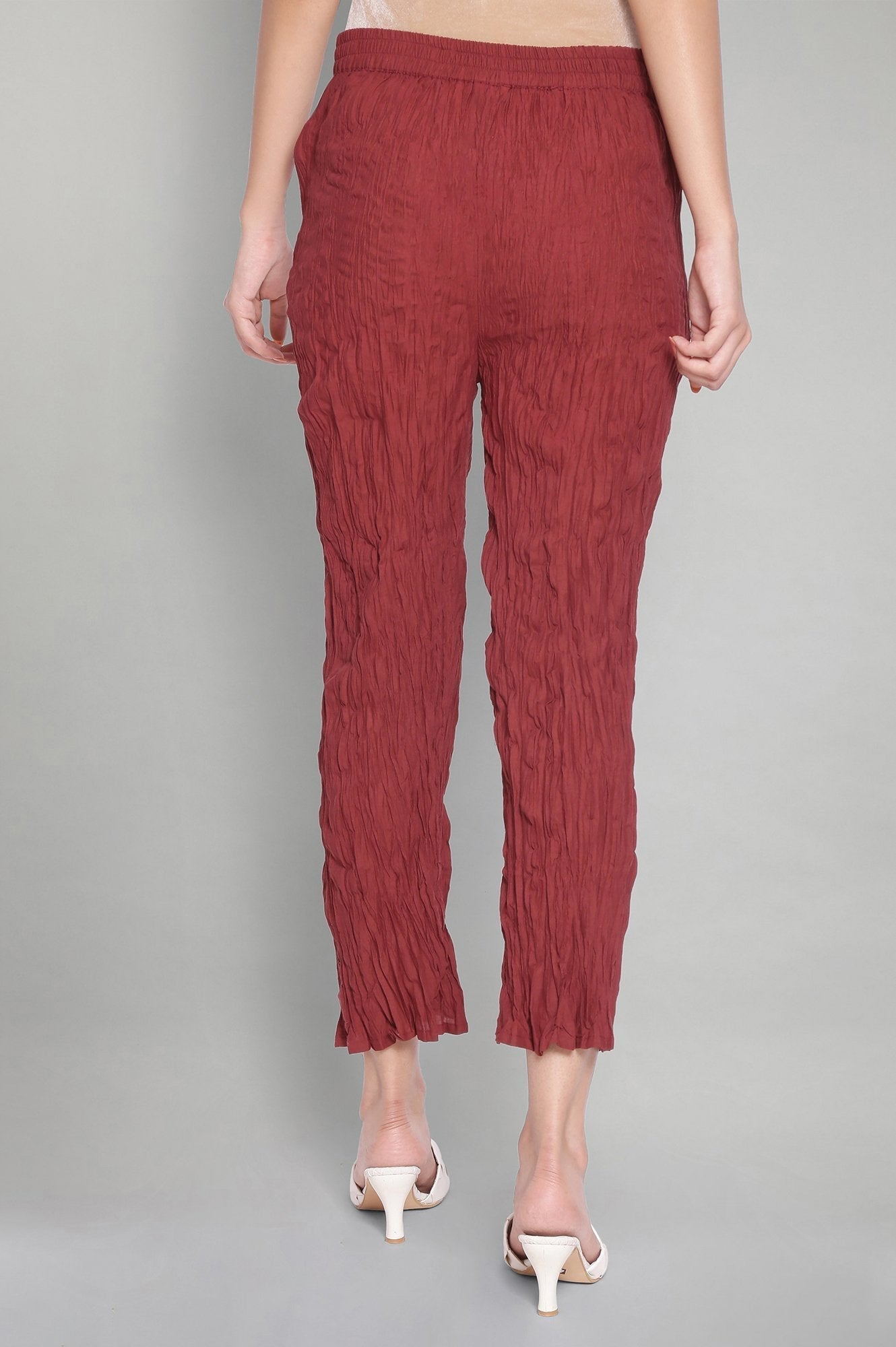W for Woman Maroon Shells A-line Kurta and Parallel Pant Set
