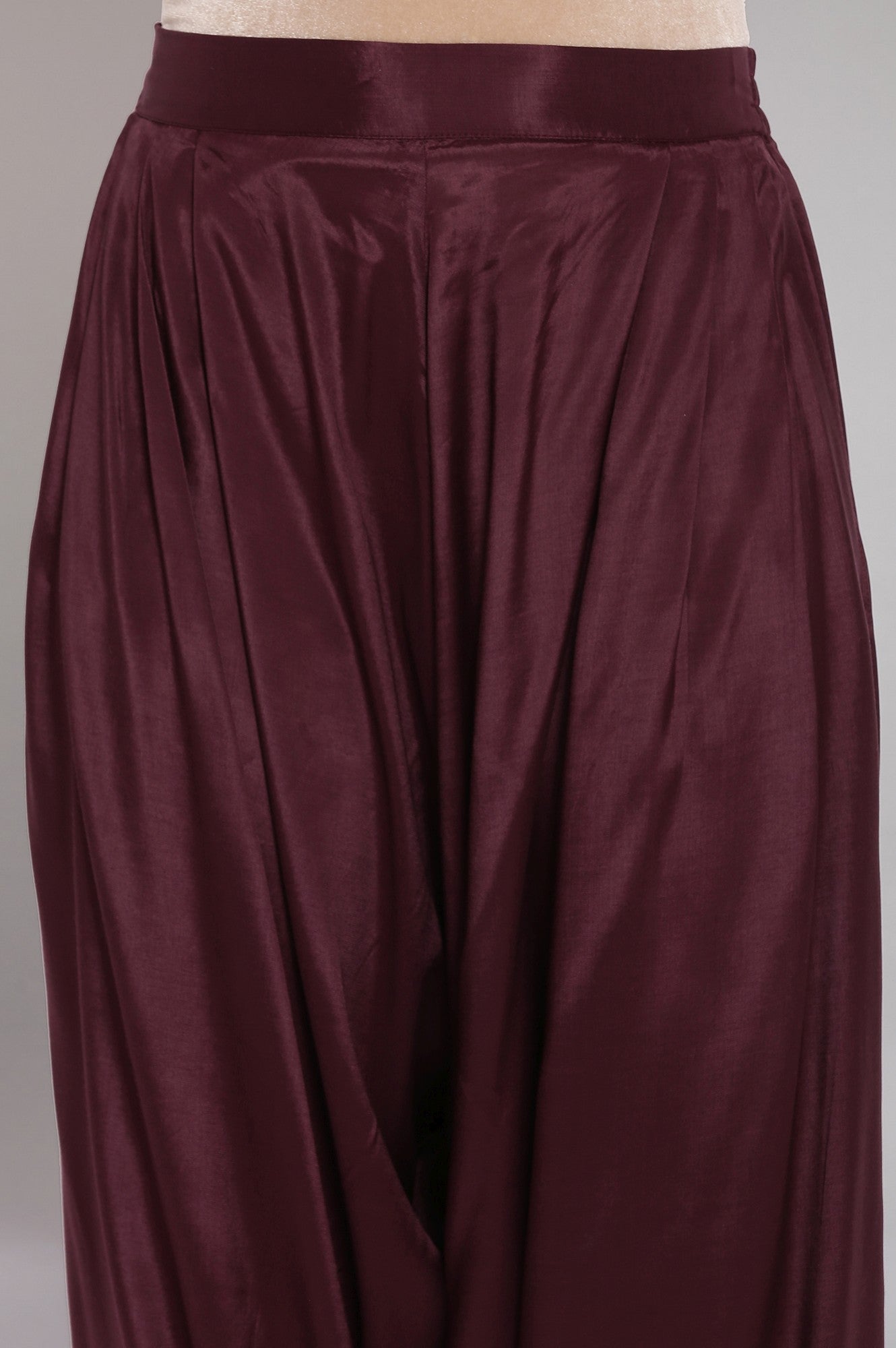 W for Woman Wine Solid Draped Pants  Grab2Buy WforWoman Grab2Buy