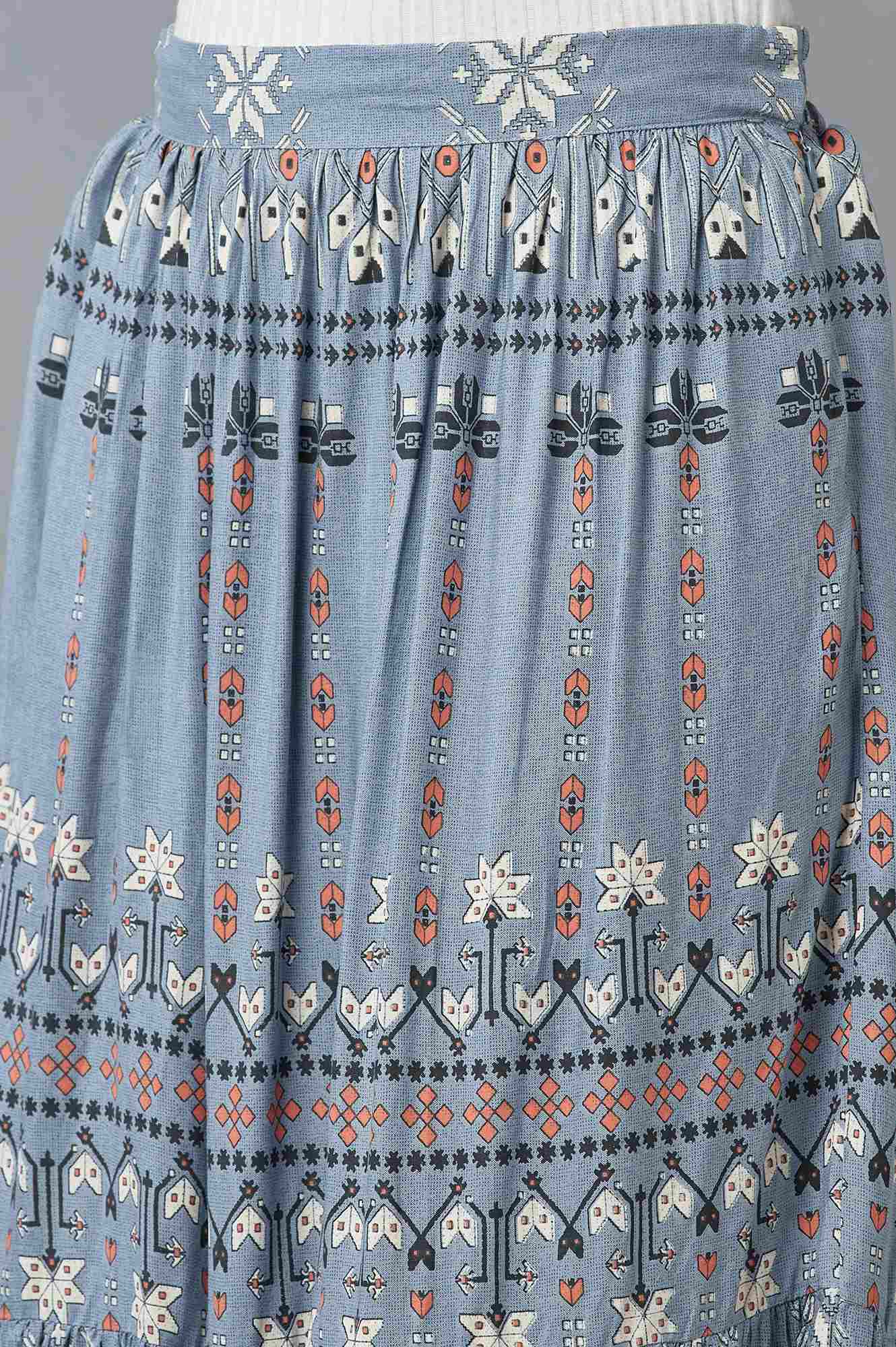 W for Woman Chambray Blue Tiered Skirt