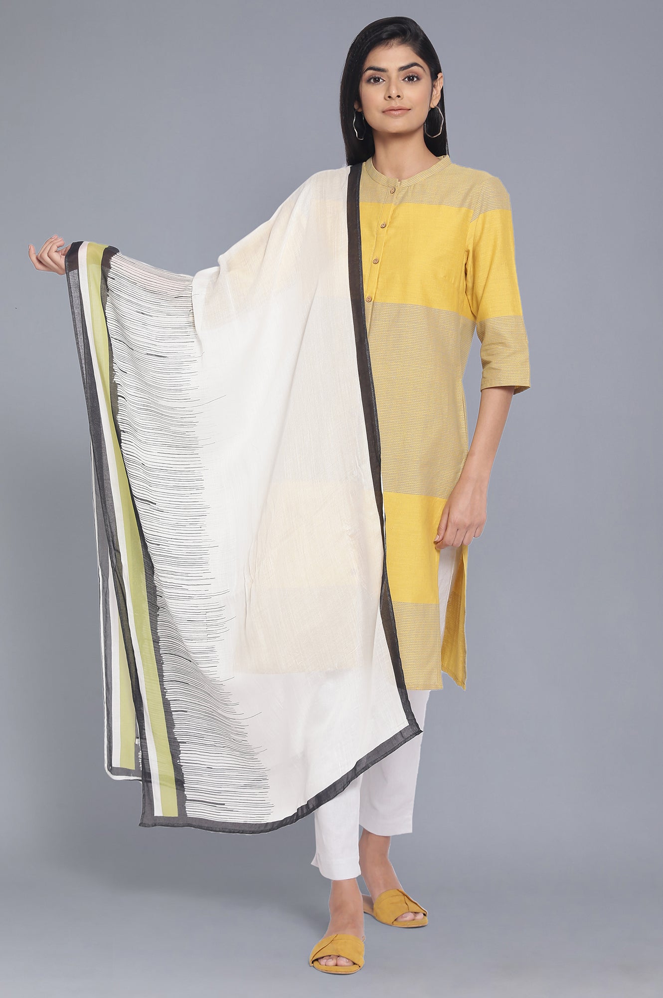 W for Woman Ecru Modal Printed Dupatta