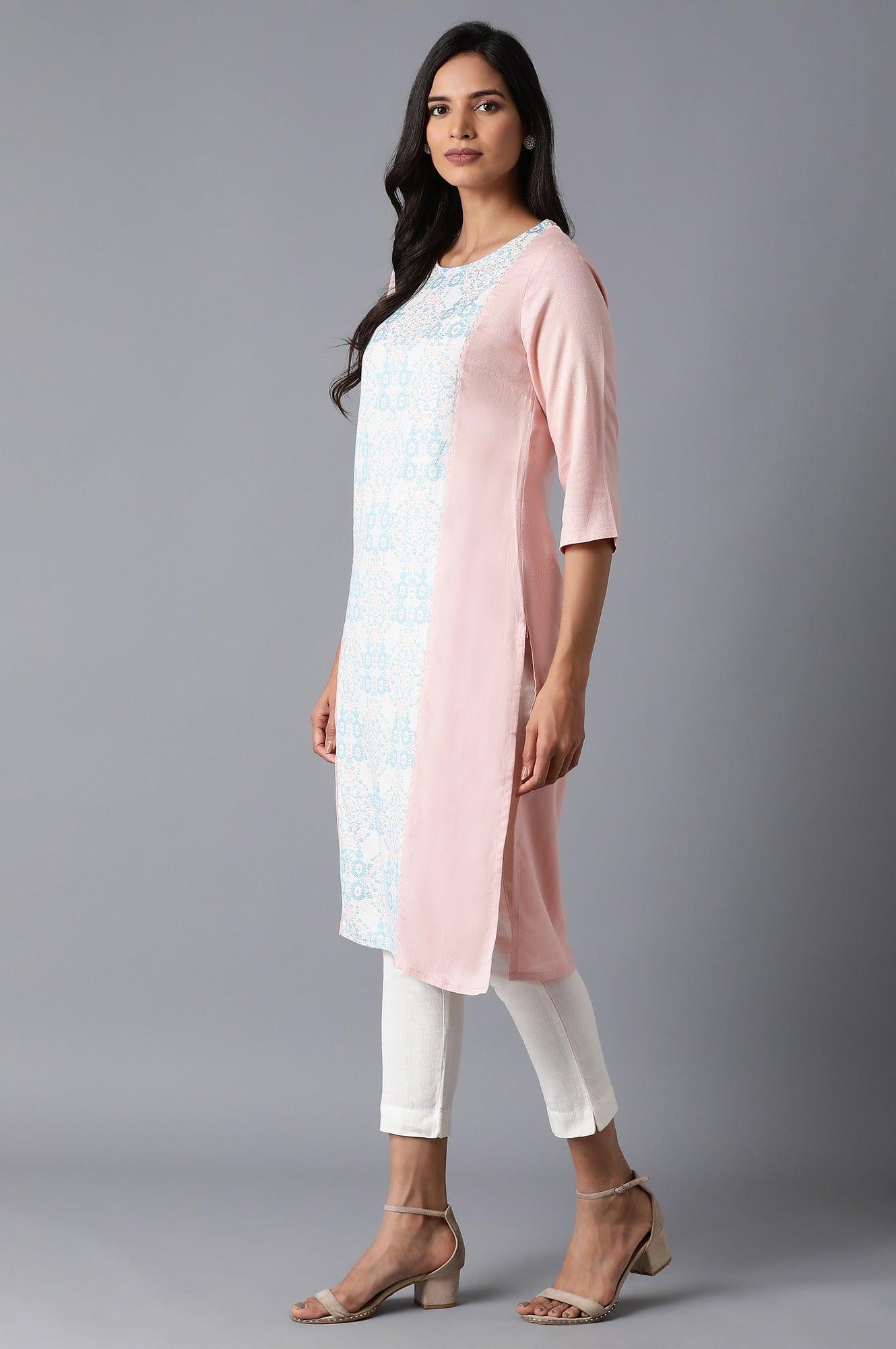 W for Woman Pink Dobby kurta