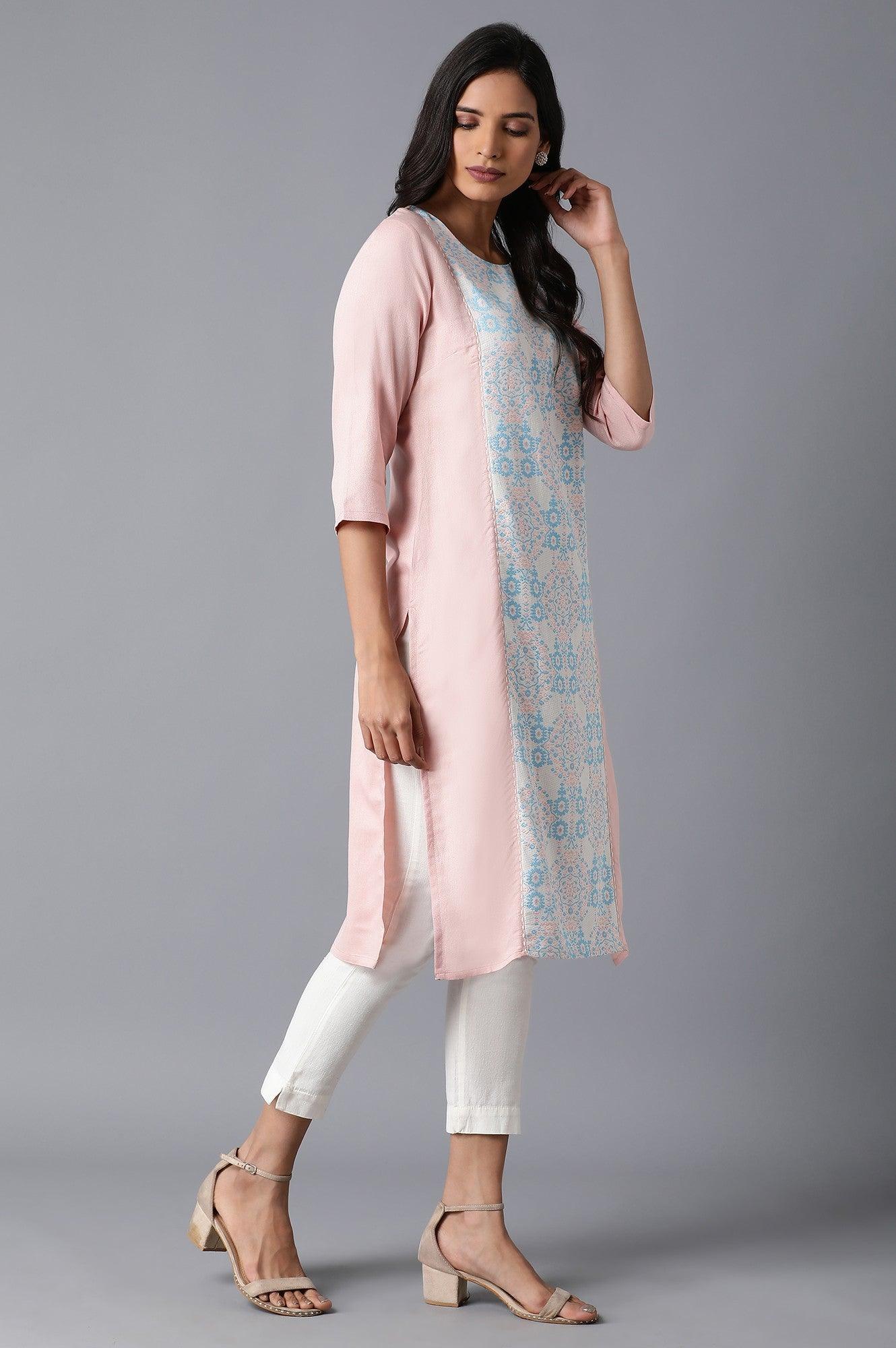 W for Woman Pink Dobby kurta