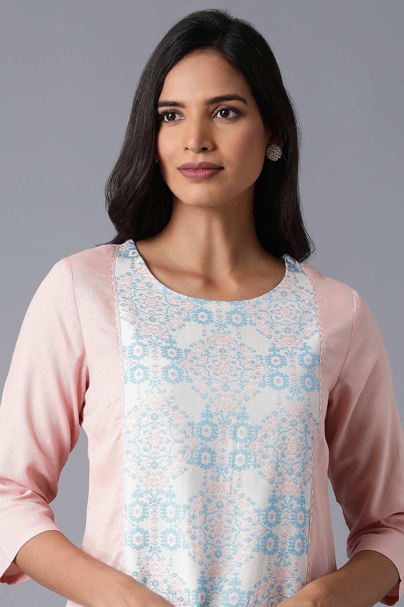 W for Woman Pink Dobby kurta