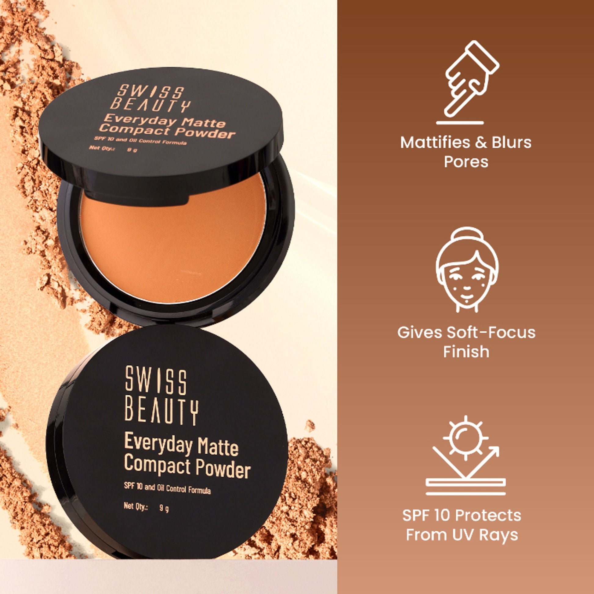 Swiss Beauty Everyday Matte Compact - 5 Almond